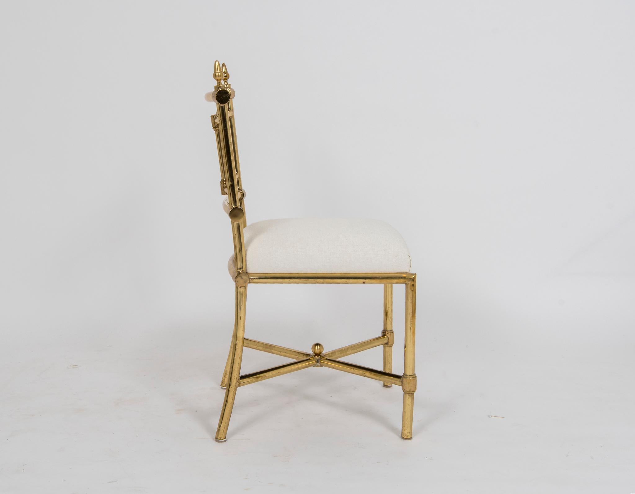 Set of Six Italian Brass Dining Chairs, 1970s In Excellent Condition In Houston, TX