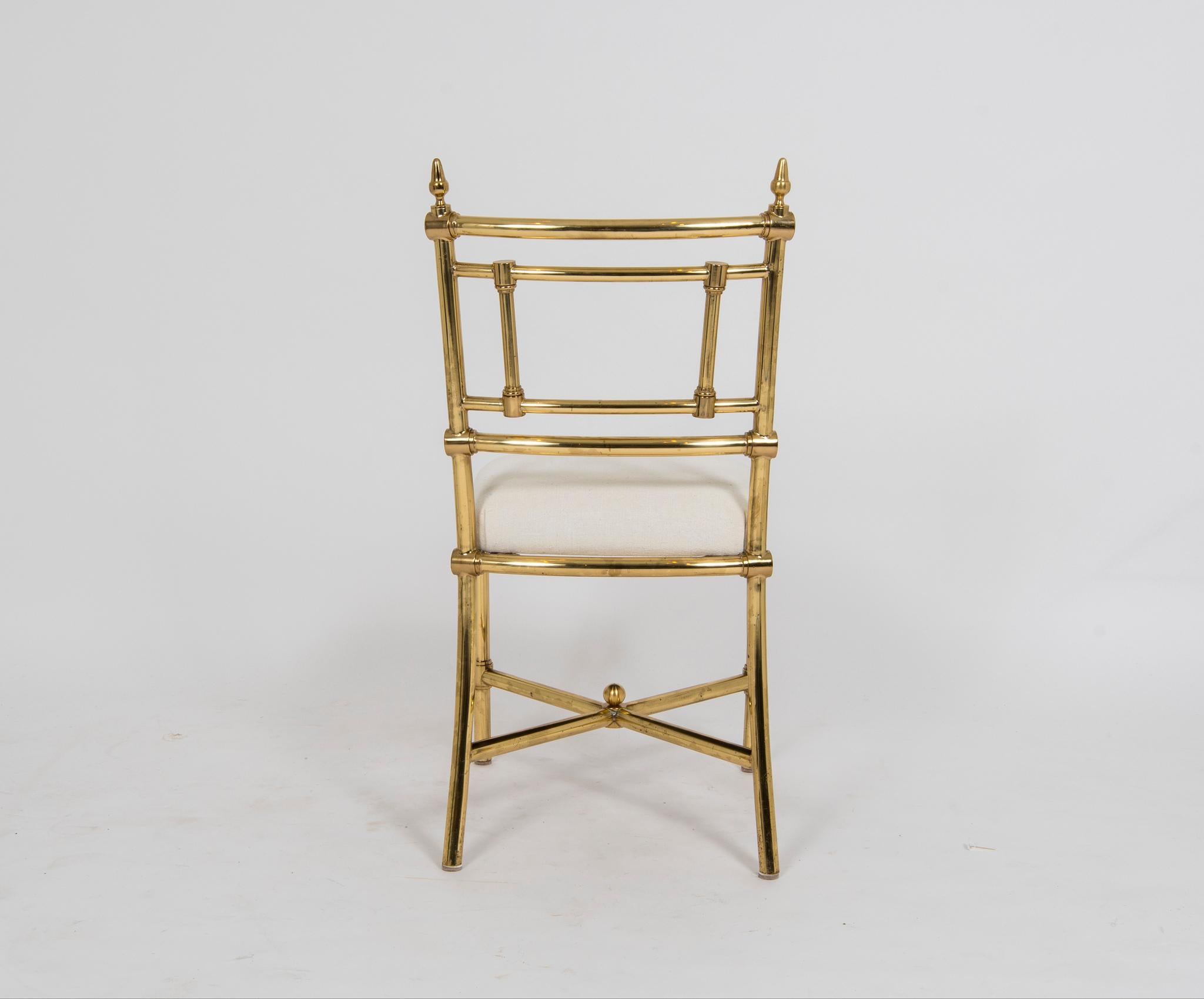 20th Century Set of Six Italian Brass Dining Chairs, 1970s