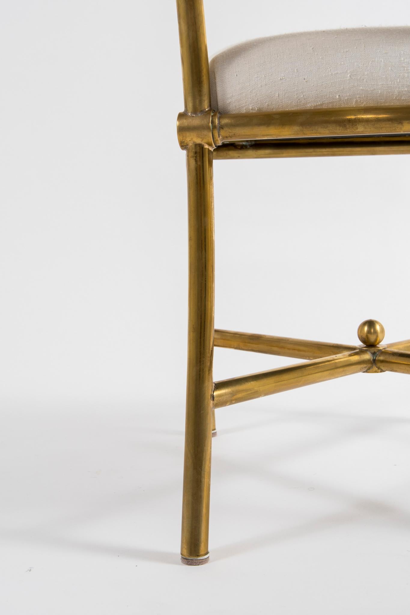 Set of Six Italian Brass Dining Chairs, 1970s 3