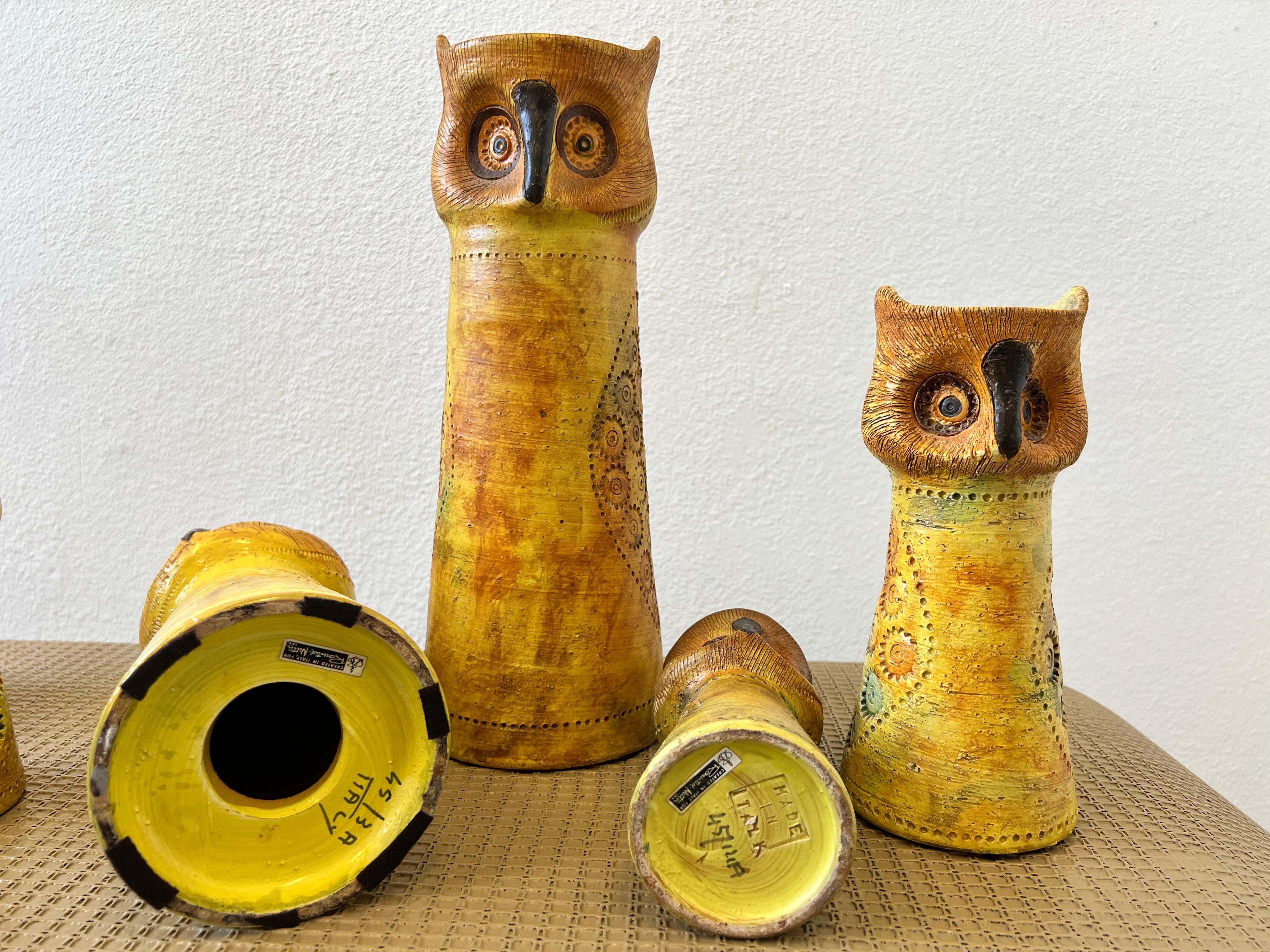 Set of Six Italian Ceramic Owls Candleholders by Bitossi In Good Condition In Palm Springs, CA