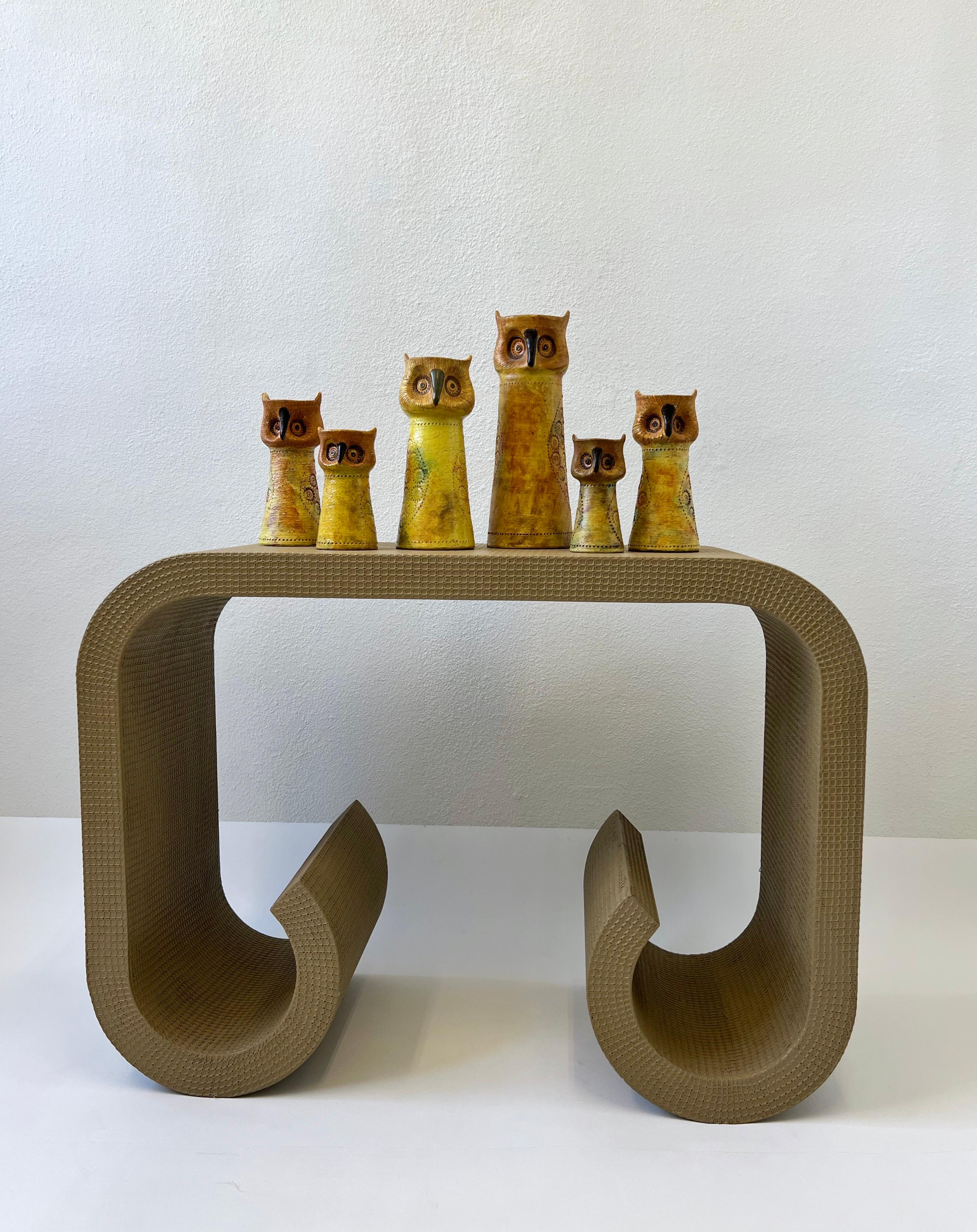 Set of Six Italian Ceramic Owls Candleholders by Bitossi 2