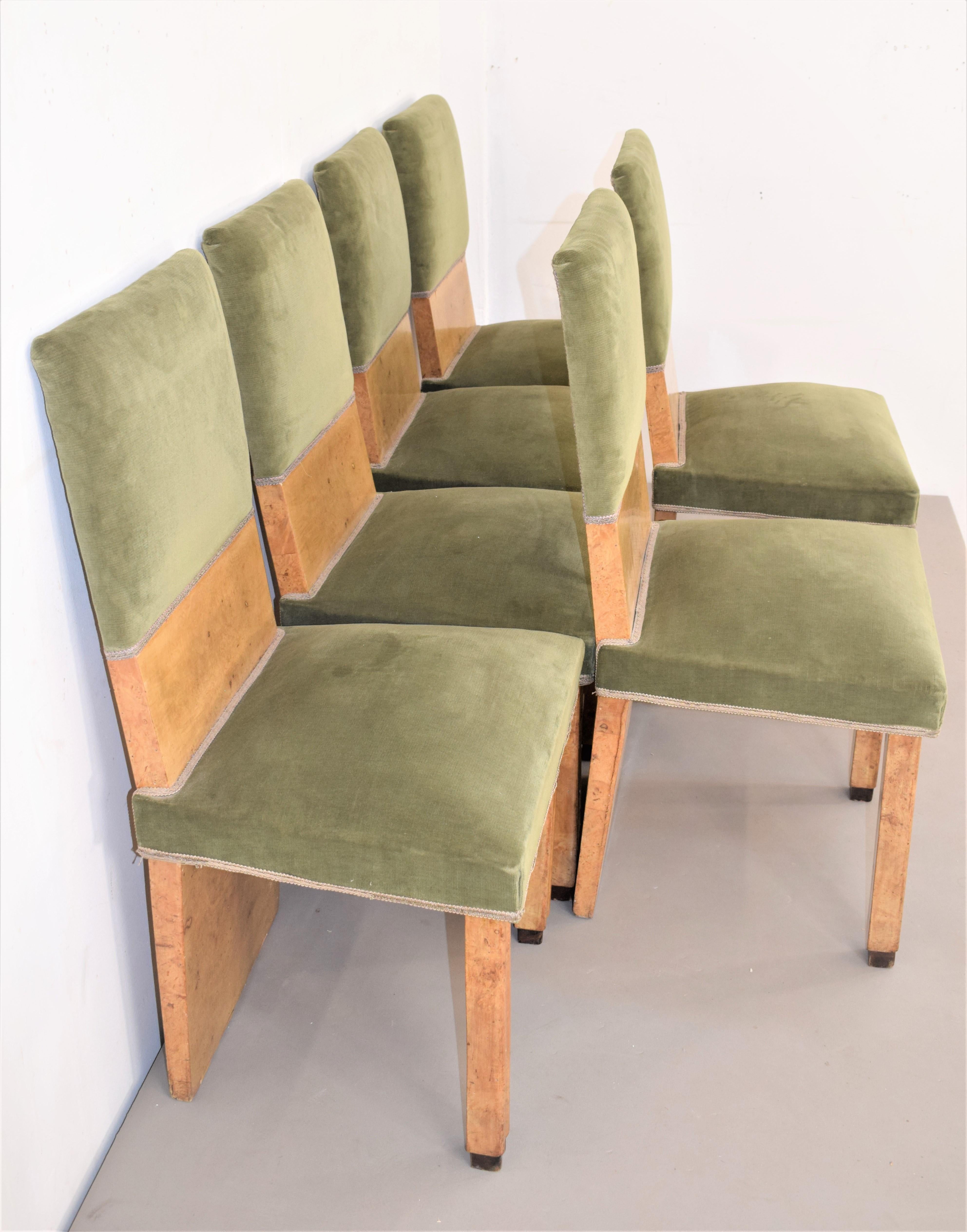 Mid-Century Modern Set of Six Italian Chairs, 1930s For Sale