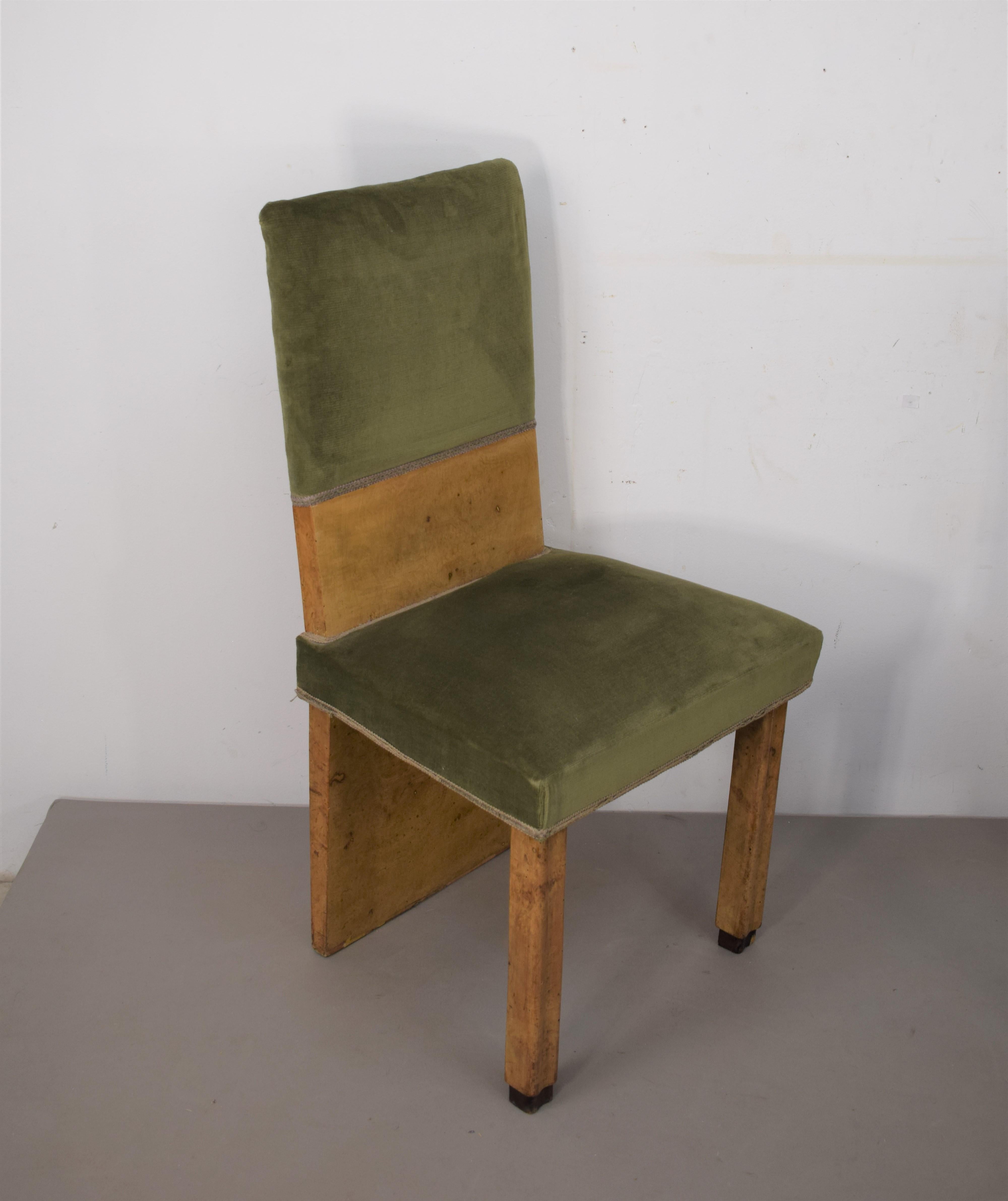 Mid-20th Century Set of Six Italian Chairs, 1930s For Sale