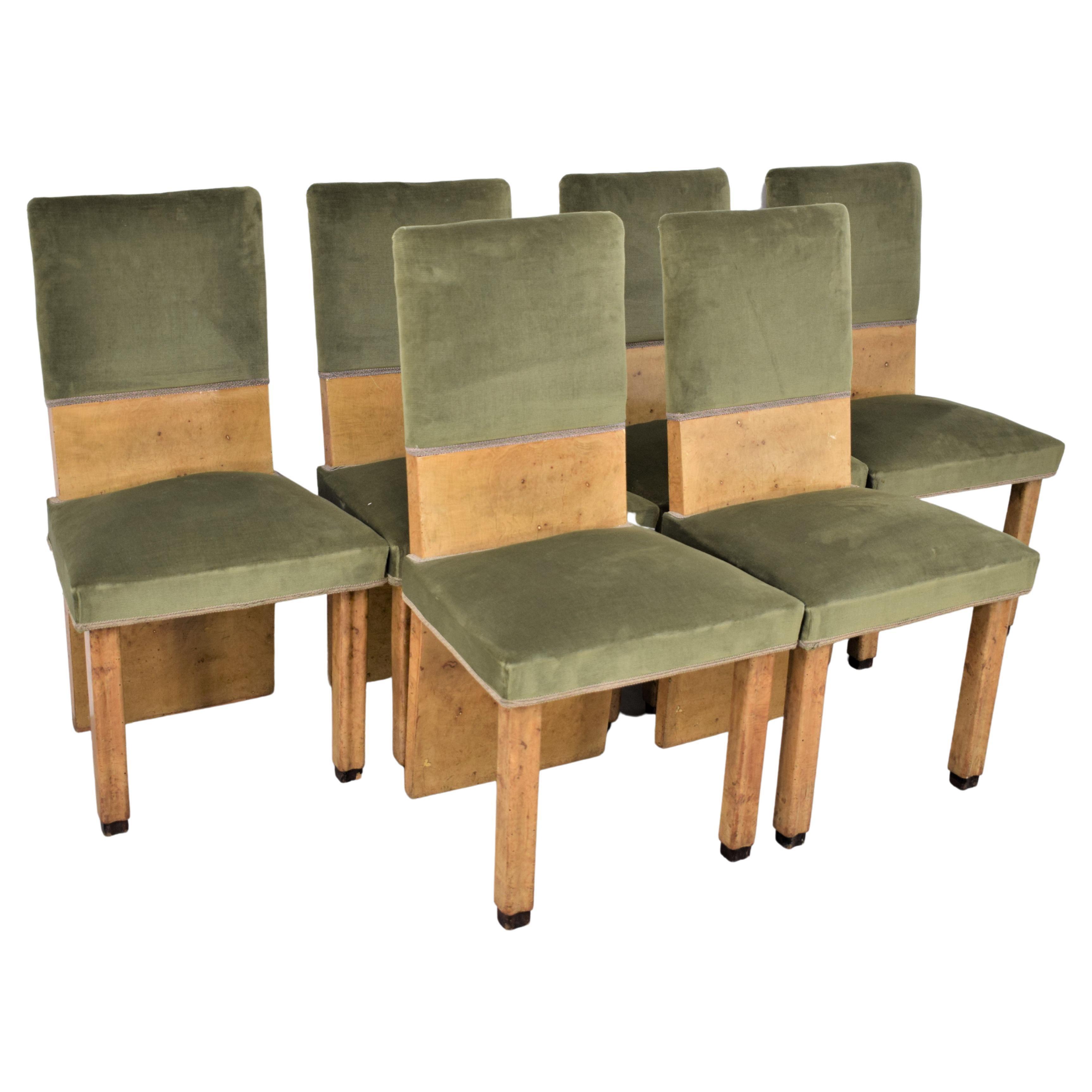 Set of Six Italian Chairs, 1930s For Sale
