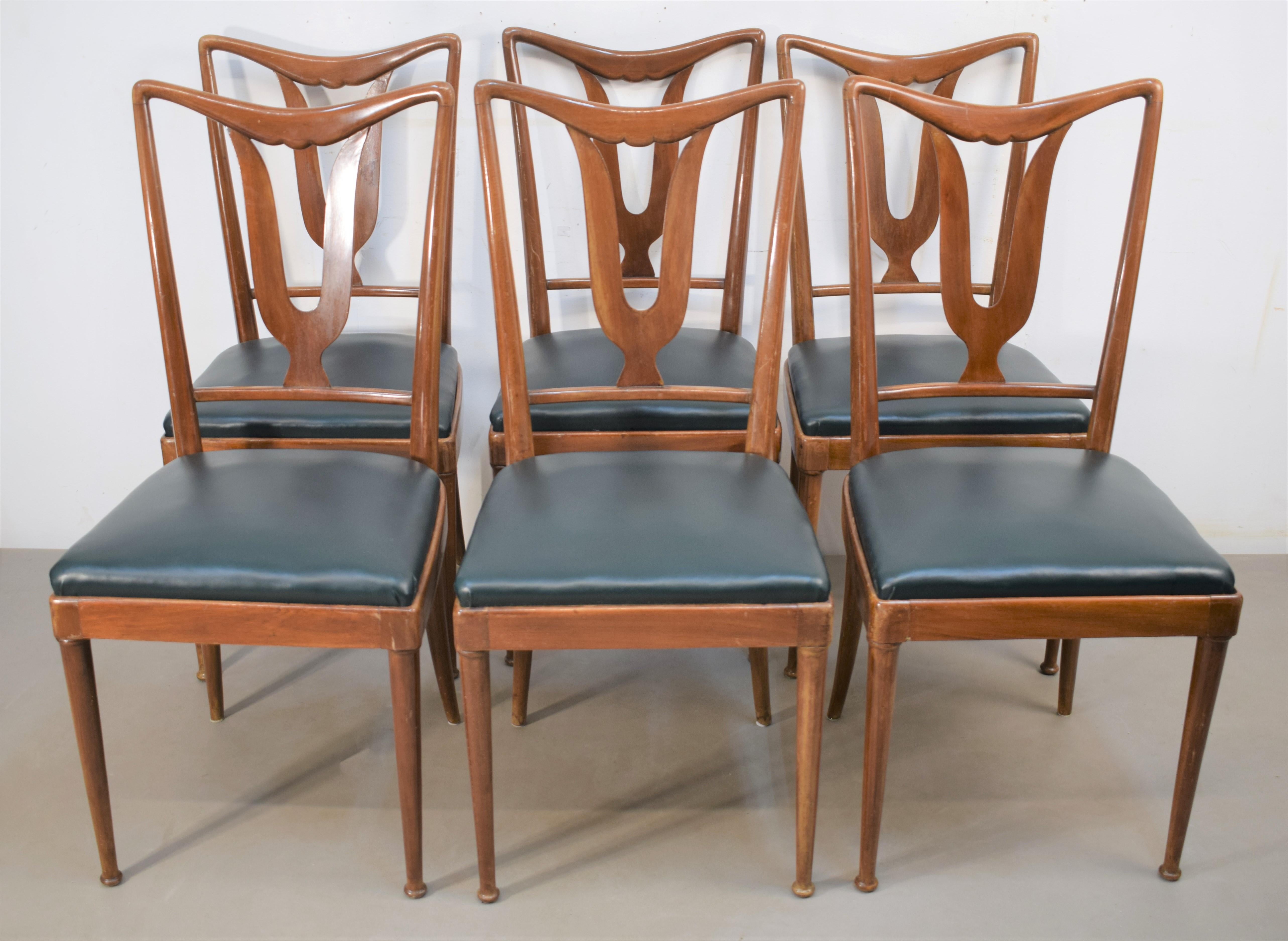 Set of Six Italian Chairs, 1950s In Good Condition In Palermo, PA
