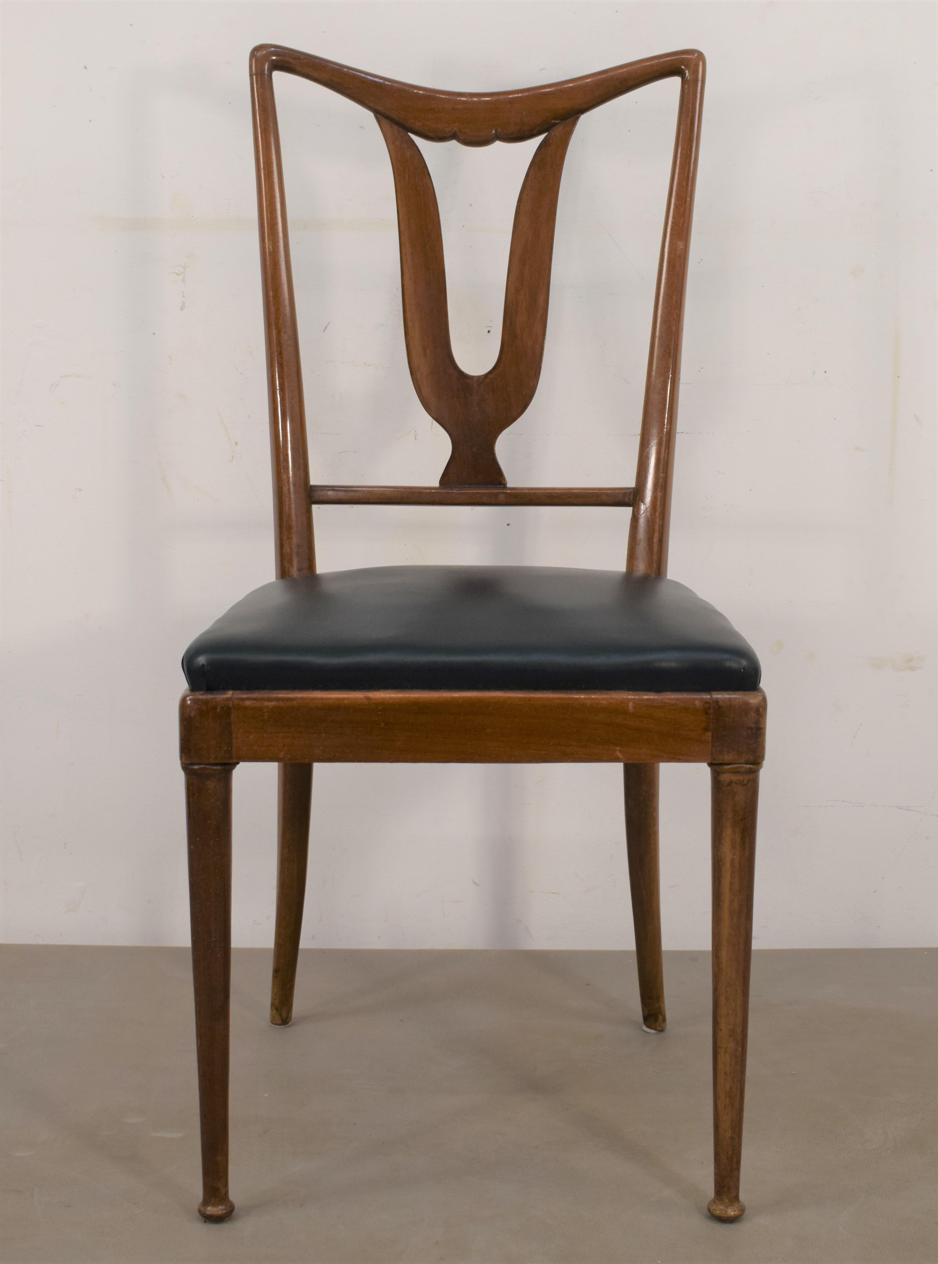 Faux Leather Set of Six Italian Chairs, 1950s
