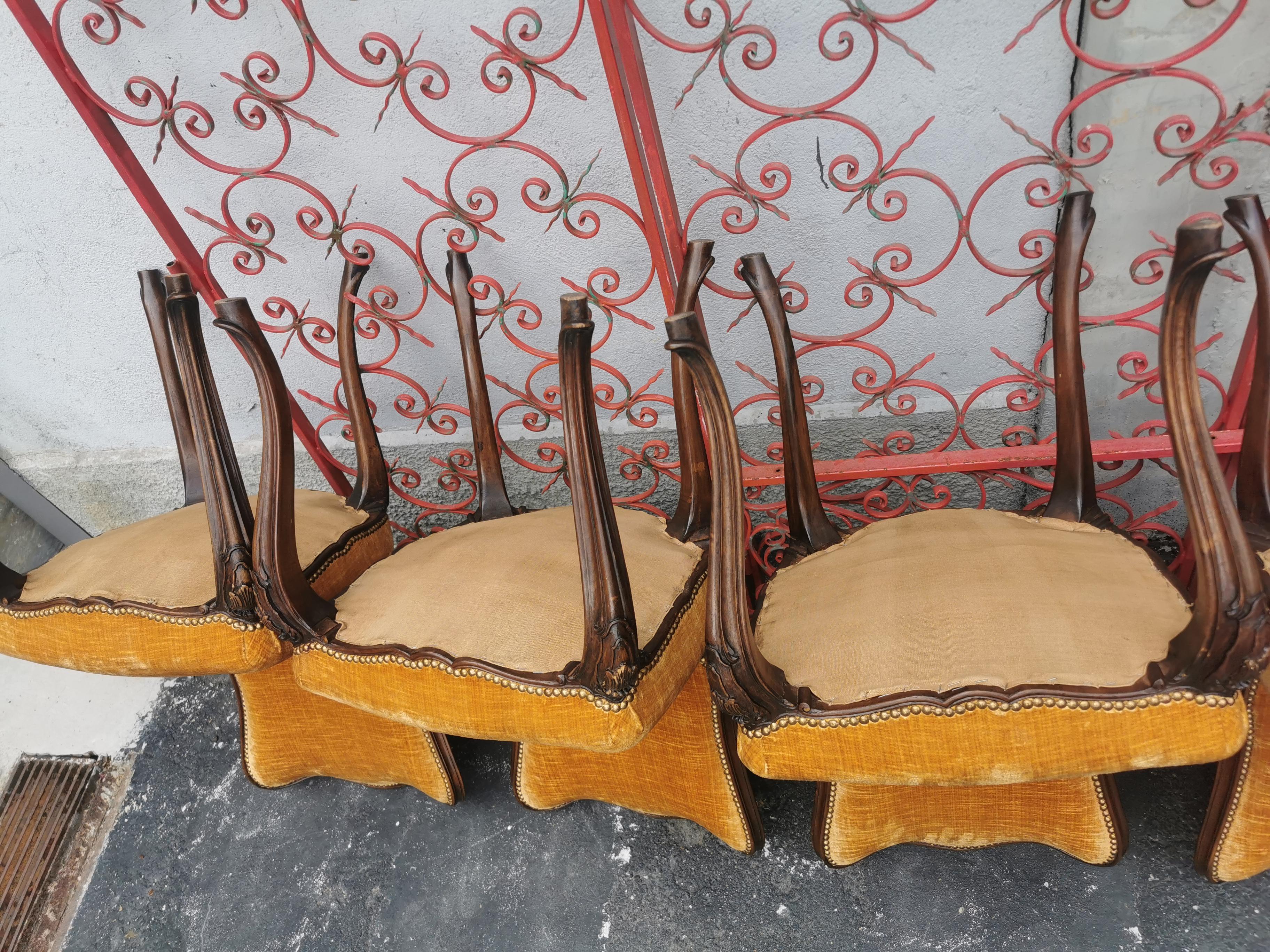 Italian Vintage Side Chairs set 6 For Sale at 1stDibs