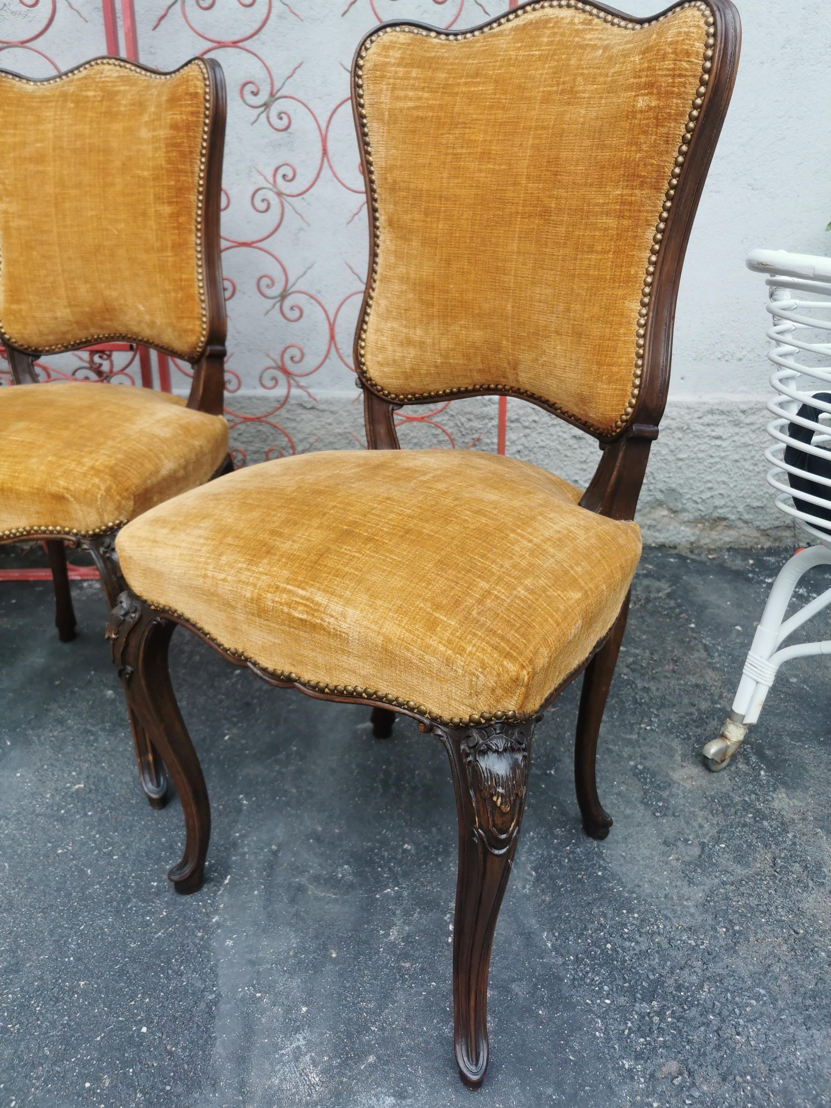 Italian Vintage Side Chairs set 6 For Sale at 1stDibs