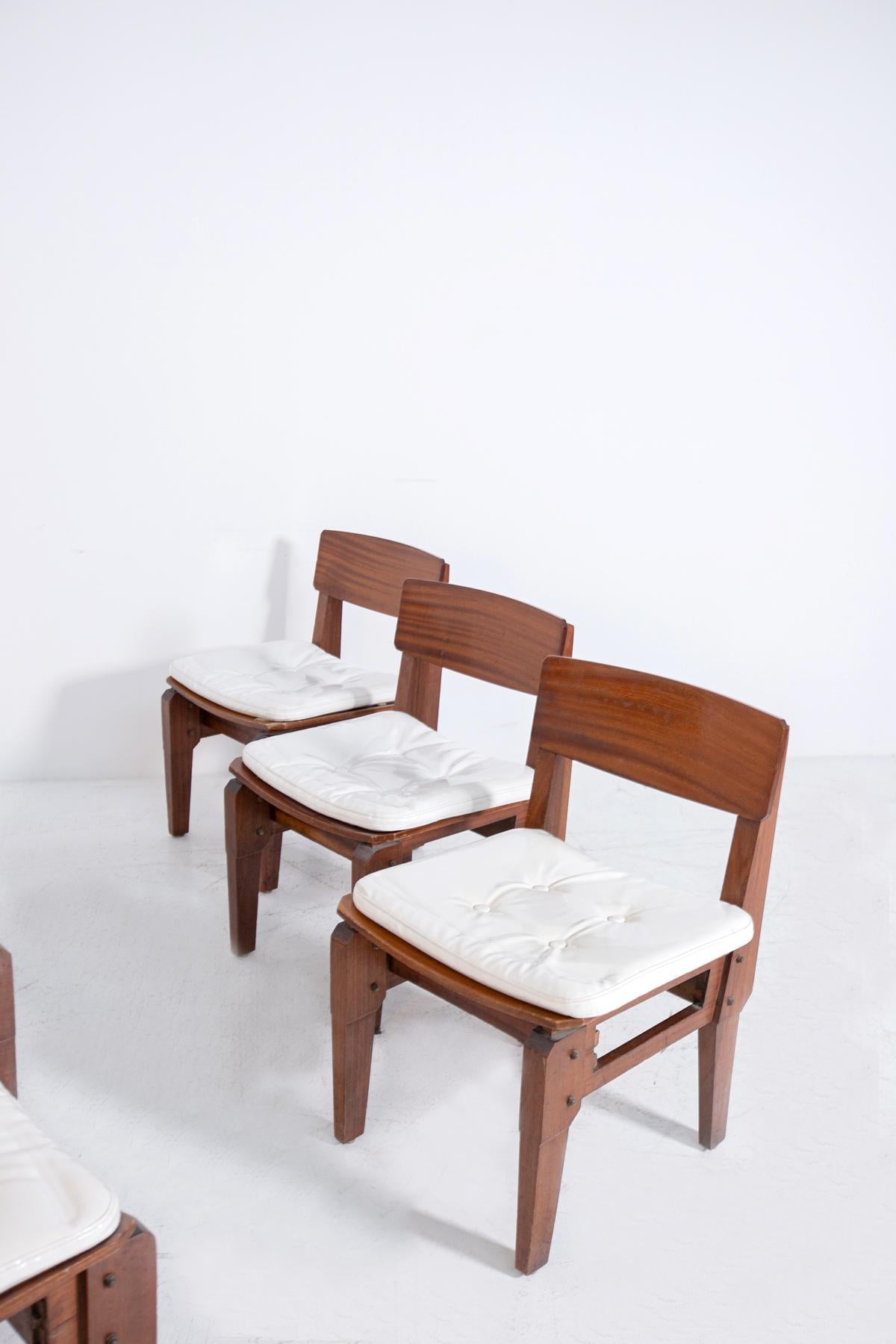 Set of Six Italian Chairs by Arch. Vito Sangirardi for Pallante shop, Bari For Sale 4