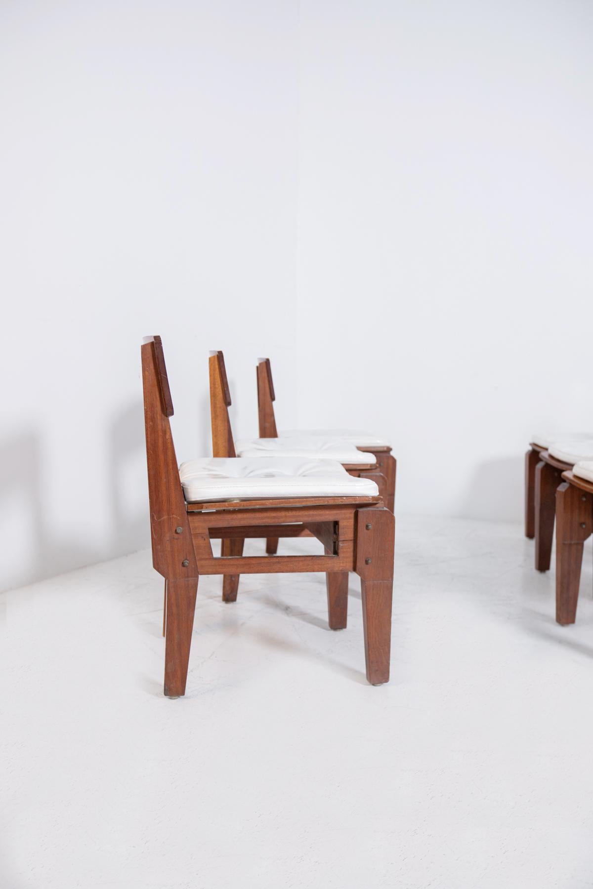 Set of Six Italian Chairs by Arch. Vito Sangirardi for Pallante shop, Bari For Sale 6