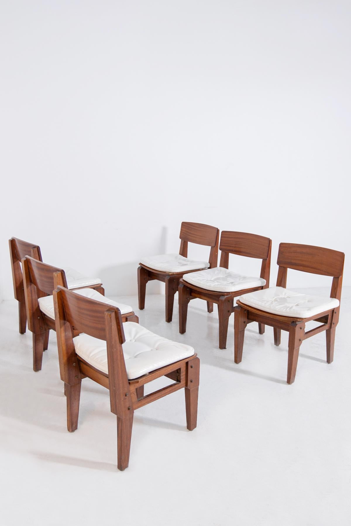 Set of Six Italian Chairs by Arch. Vito Sangirardi for Pallante shop, Bari For Sale 8