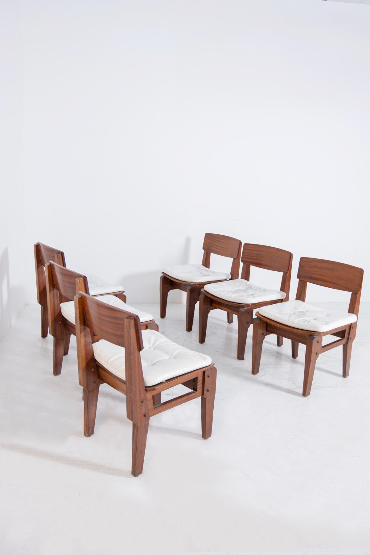 Set of Six Italian Chairs by Arch. Vito Sangirardi for Pallante shop, Bari For Sale 9