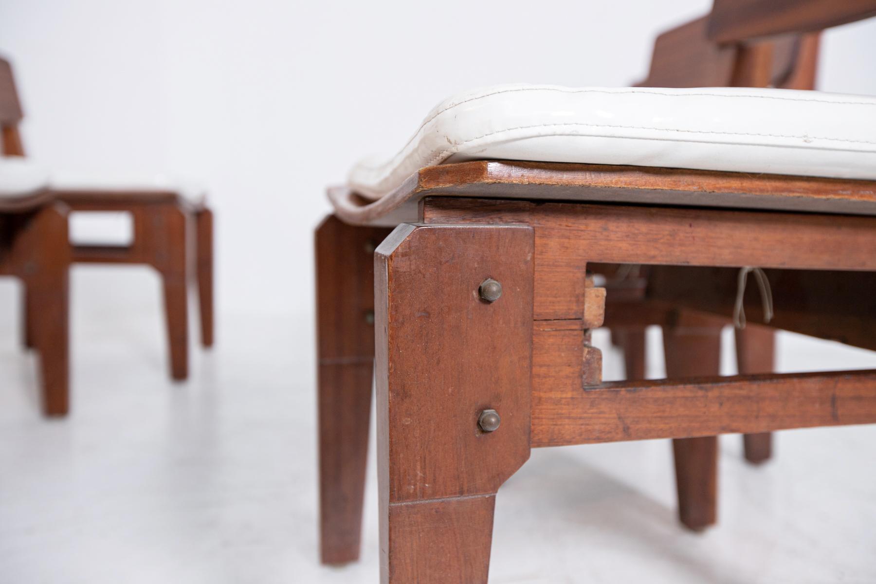 Mid-20th Century Set of Six Italian Chairs by Arch. Vito Sangirardi for Pallante shop, Bari For Sale