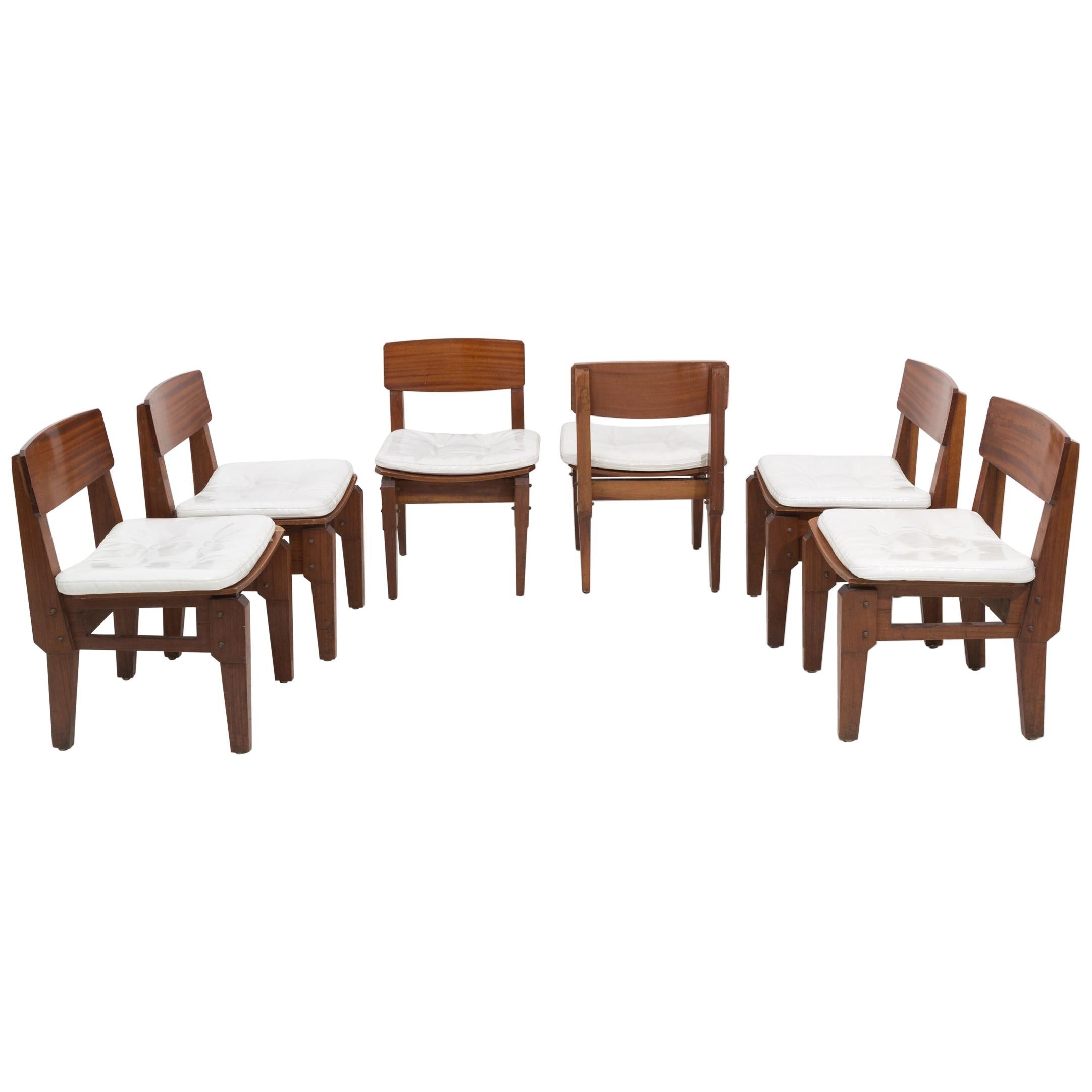 Set of Six Italian Chairs by Arch. Vito Sangirardi for Pallante shop, Bari