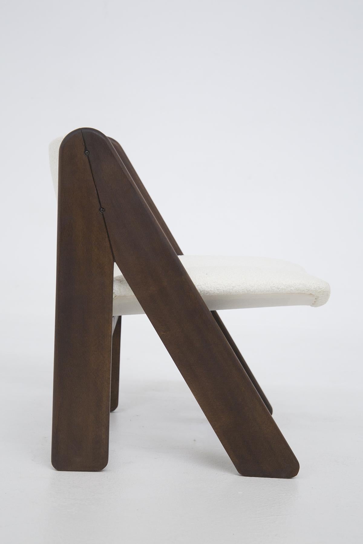 Set Of six Italian chairs by Gigi Sabadin for Stilwood in white bouclè 4