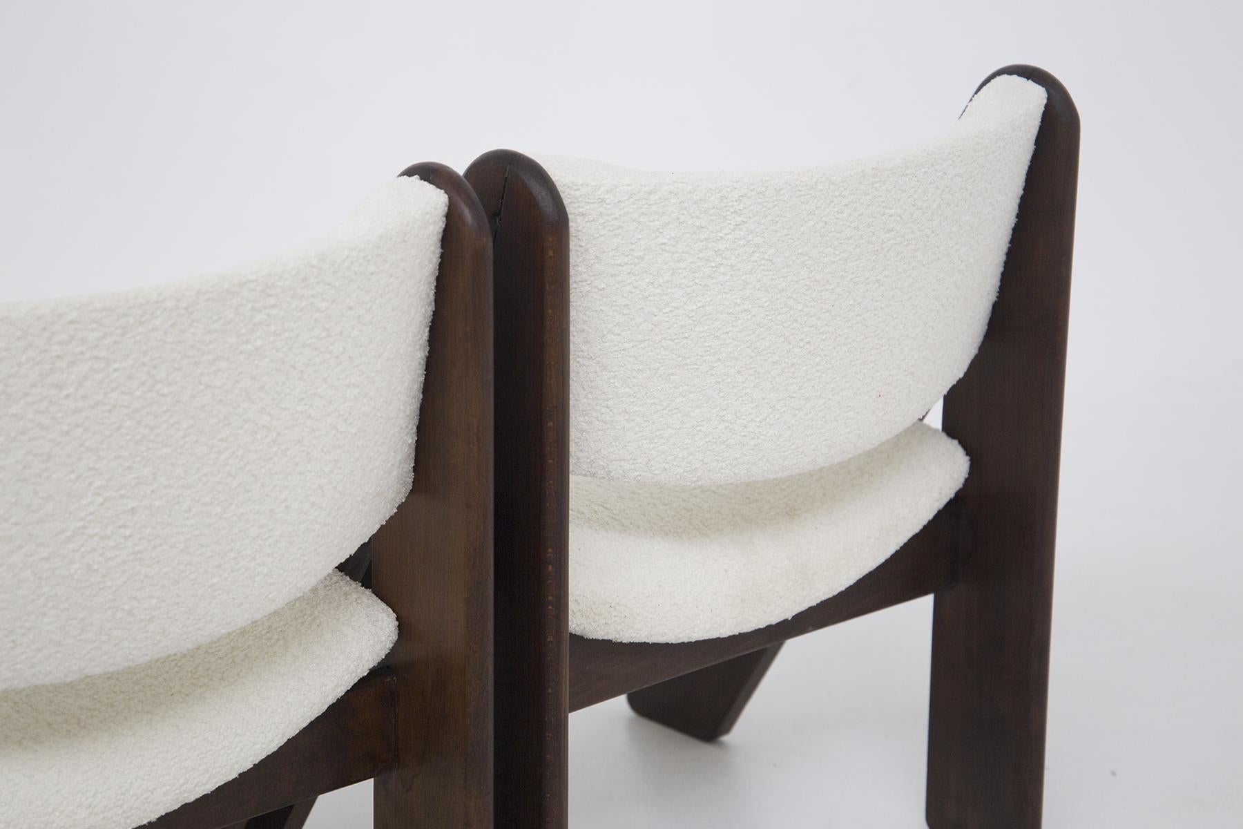 Set Of six Italian chairs by Gigi Sabadin for Stilwood in white bouclè 6
