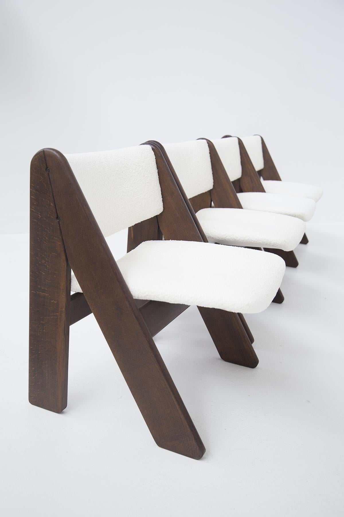 Set Sechs italienische Stühle von Gigi Sabadin für Stilwood aus weißem Bouclè 6