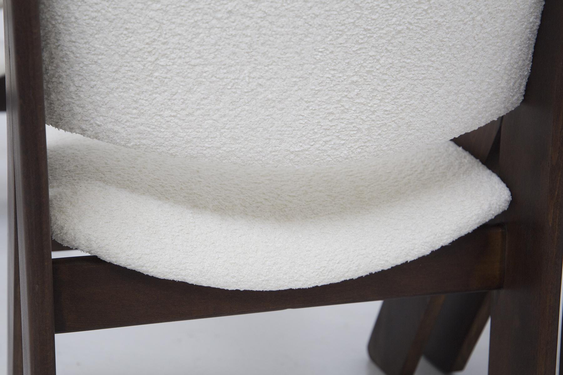 Set Of six Italian chairs by Gigi Sabadin for Stilwood in white bouclè 8
