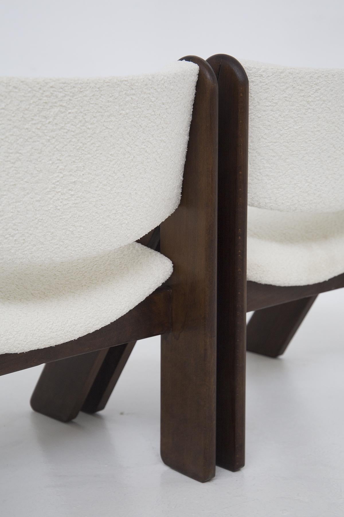 Set Sechs italienische Stühle von Gigi Sabadin für Stilwood aus weißem Bouclè 10