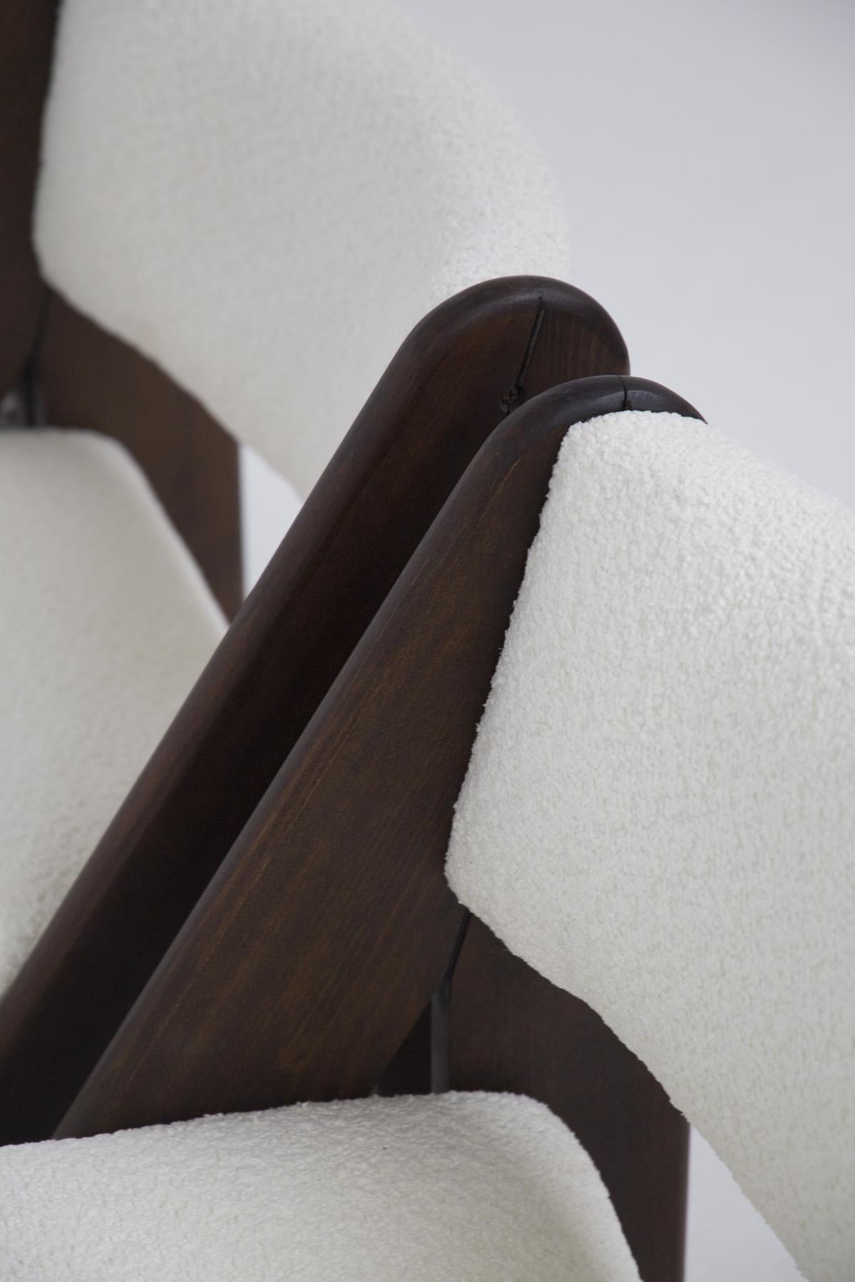 Set Sechs italienische Stühle von Gigi Sabadin für Stilwood aus weißem Bouclè 12