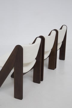 Set Of six Italian chairs by Gigi Sabadin for Stilwood in white bouclè