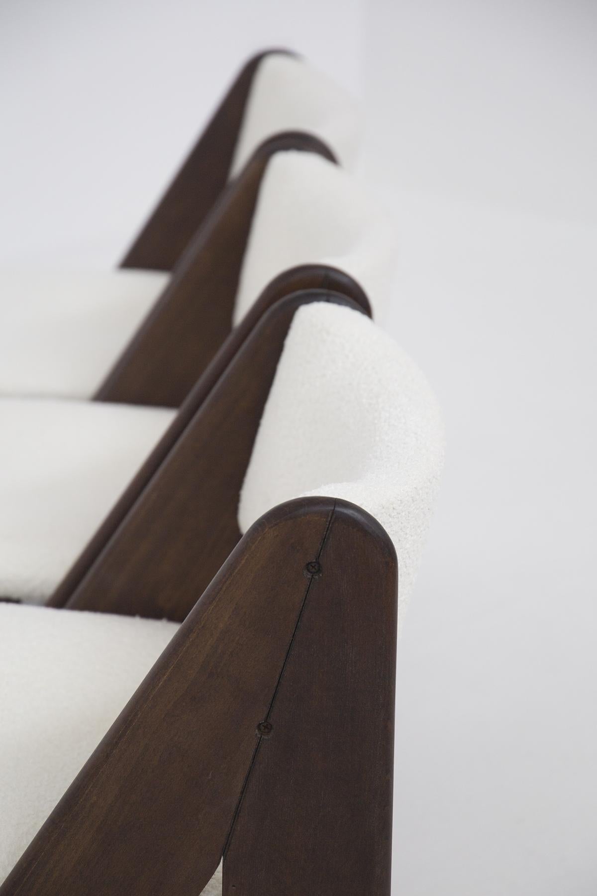 Late 20th Century Set Of six Italian chairs by Gigi Sabadin for Stilwood in white bouclè
