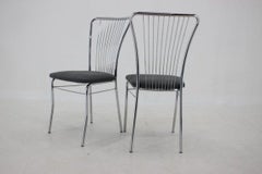 Set of Six Italian Chrome and Bouclé Dining Chairs, 1970s