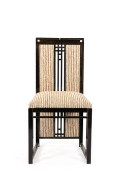 Sechser-Set italienisches Design Esszimmerstühle geschwärzt und gepolstert von Giorgetti