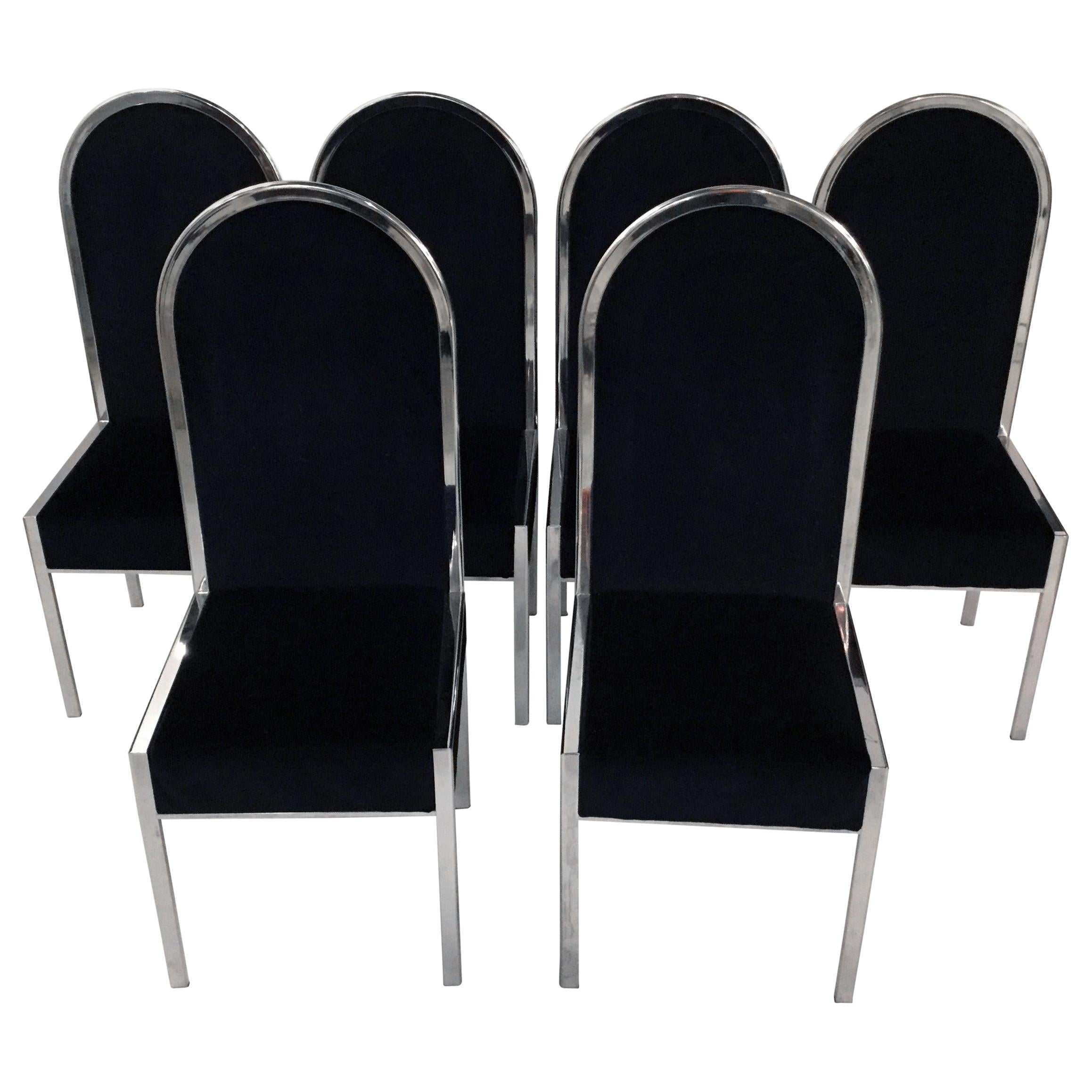 Set of Six Italian Design Dining Chairs by Willy Rizzo For Sale