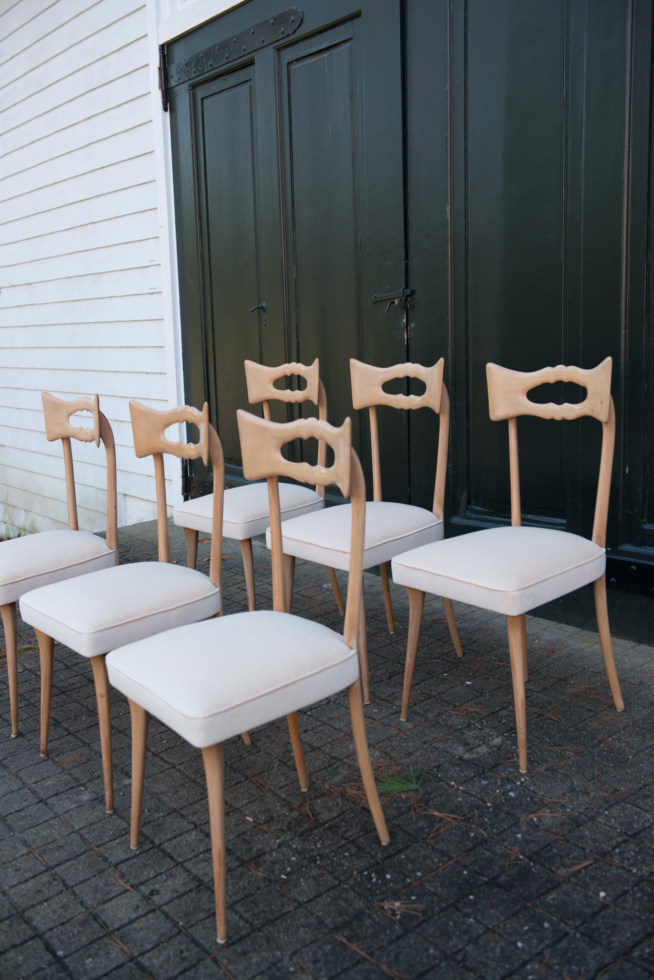 Mid-Century Modern Set of Six Italian Dining Chairs, 1950s