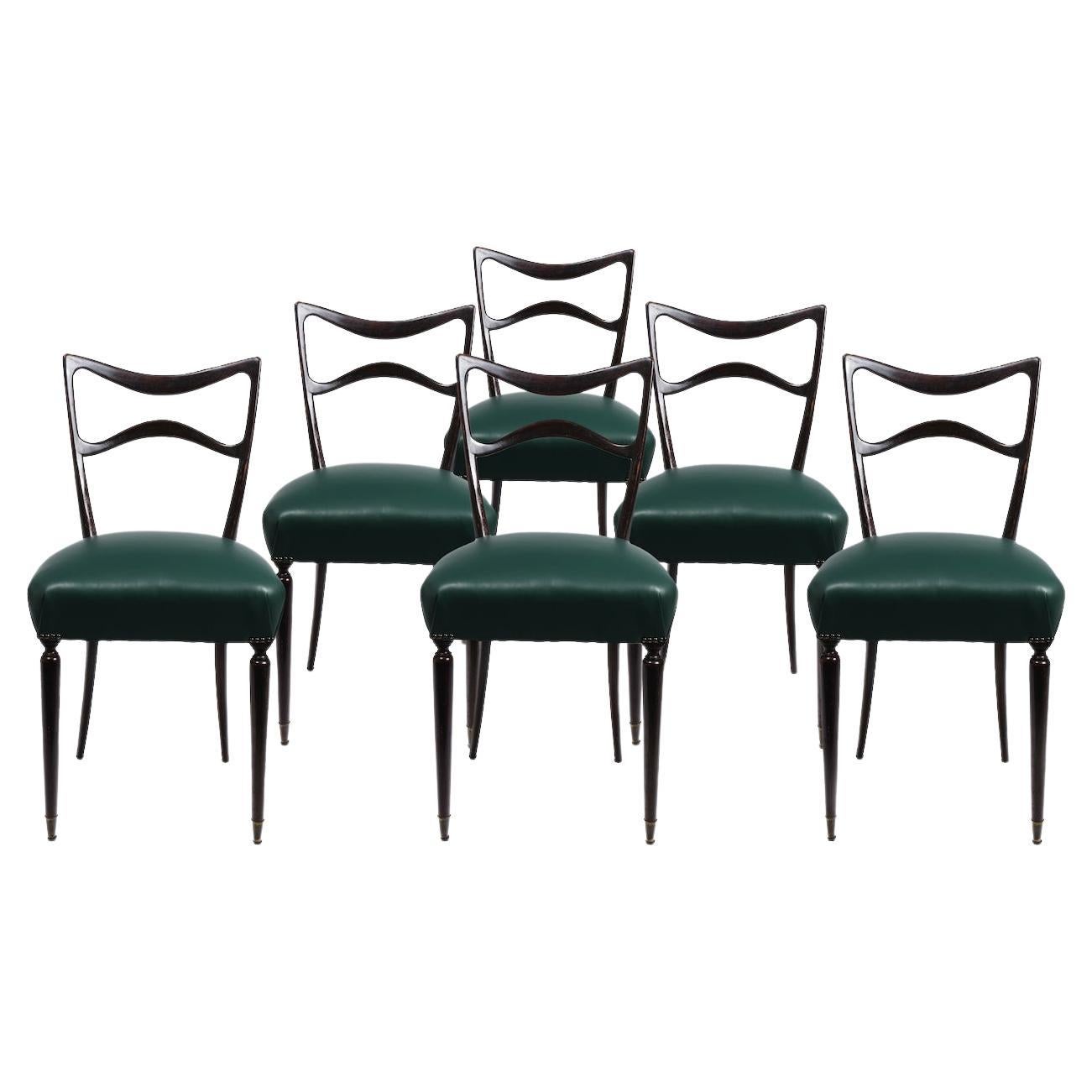 Set of Six Mid-Century Italian Design Chairs, 1950s