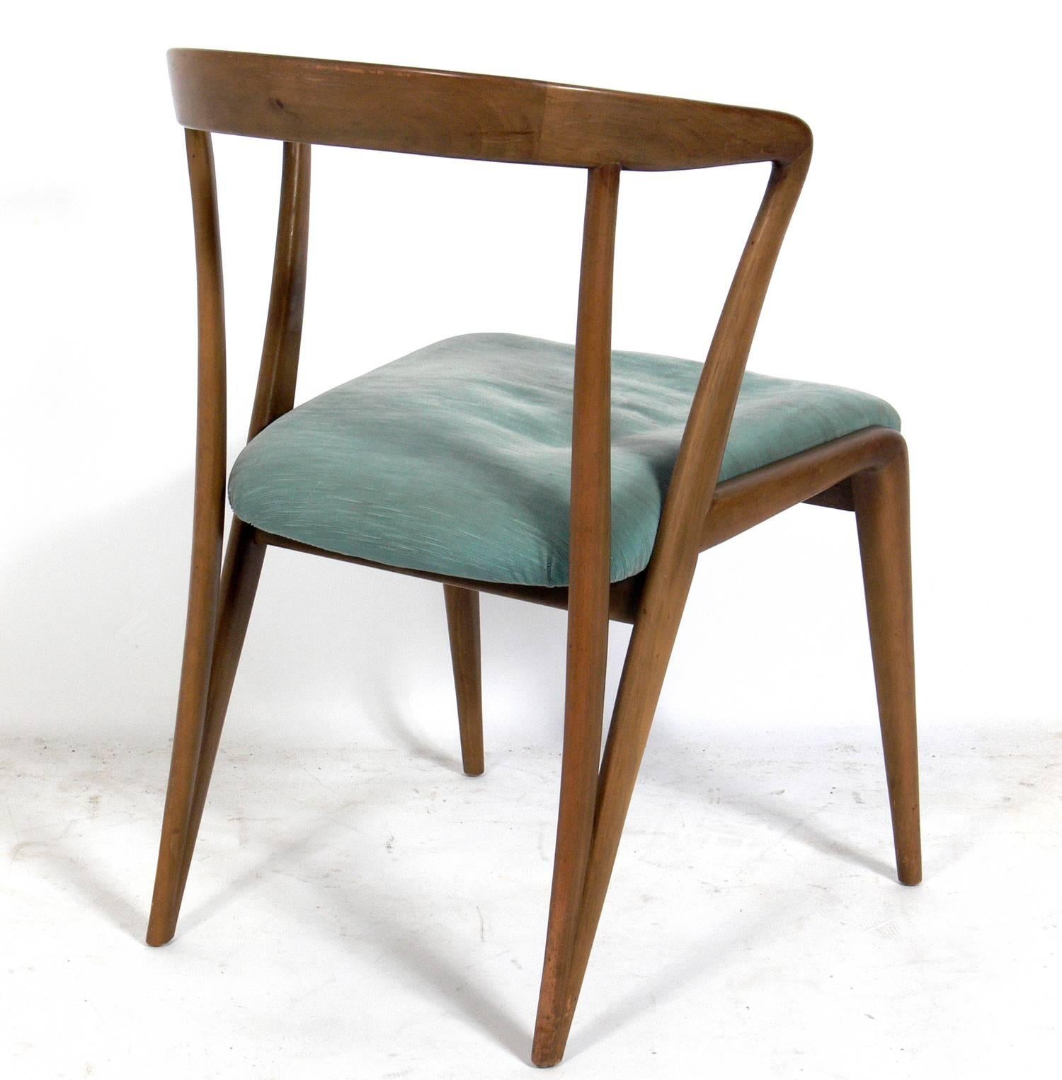 Mid-Century Modern Set of Six Italian Dining Chairs by Bertha Schaefer
