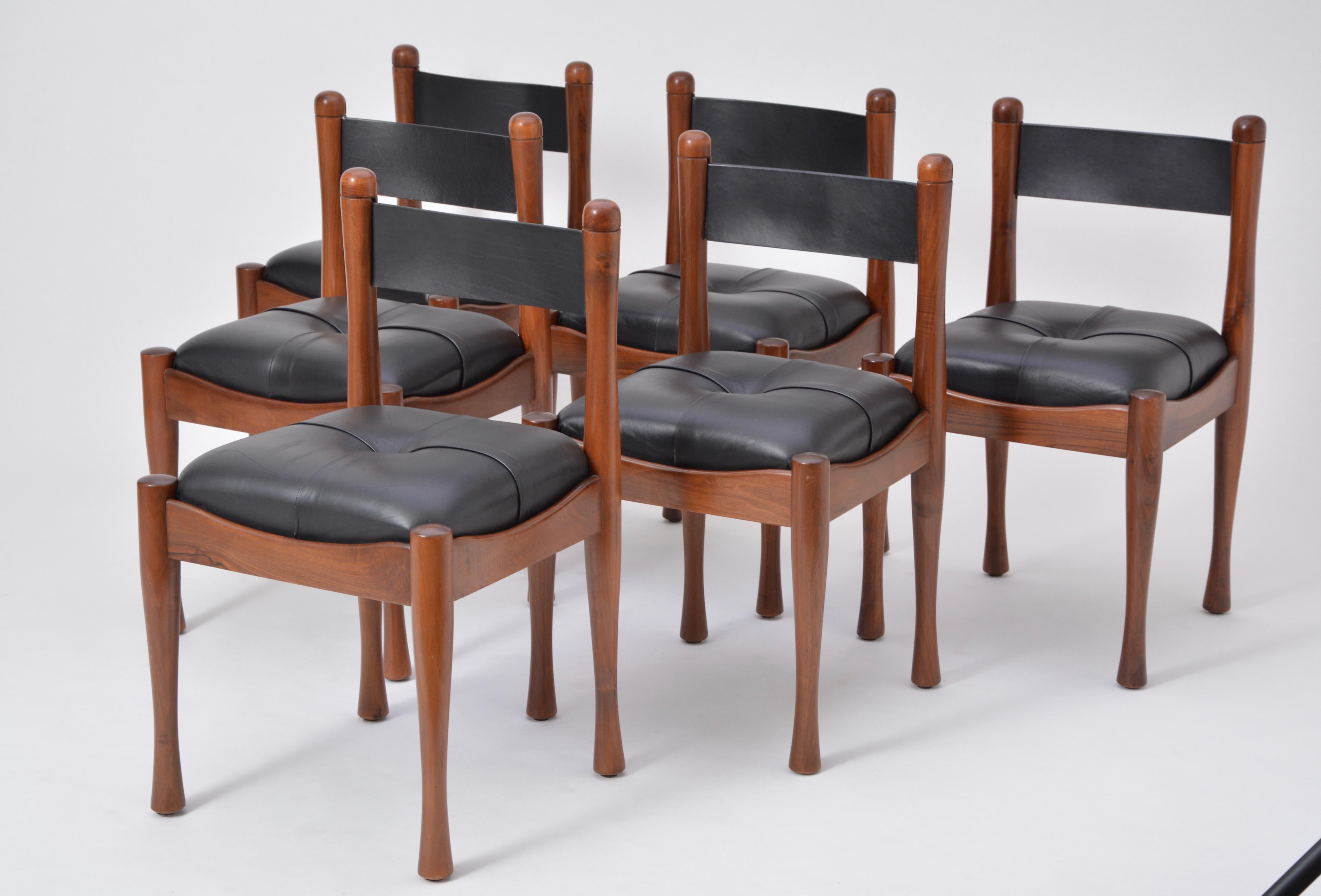 Mid-Century Modern Set of six Italian Mid-Century dining chairs by Silvio Coppola for Bernini