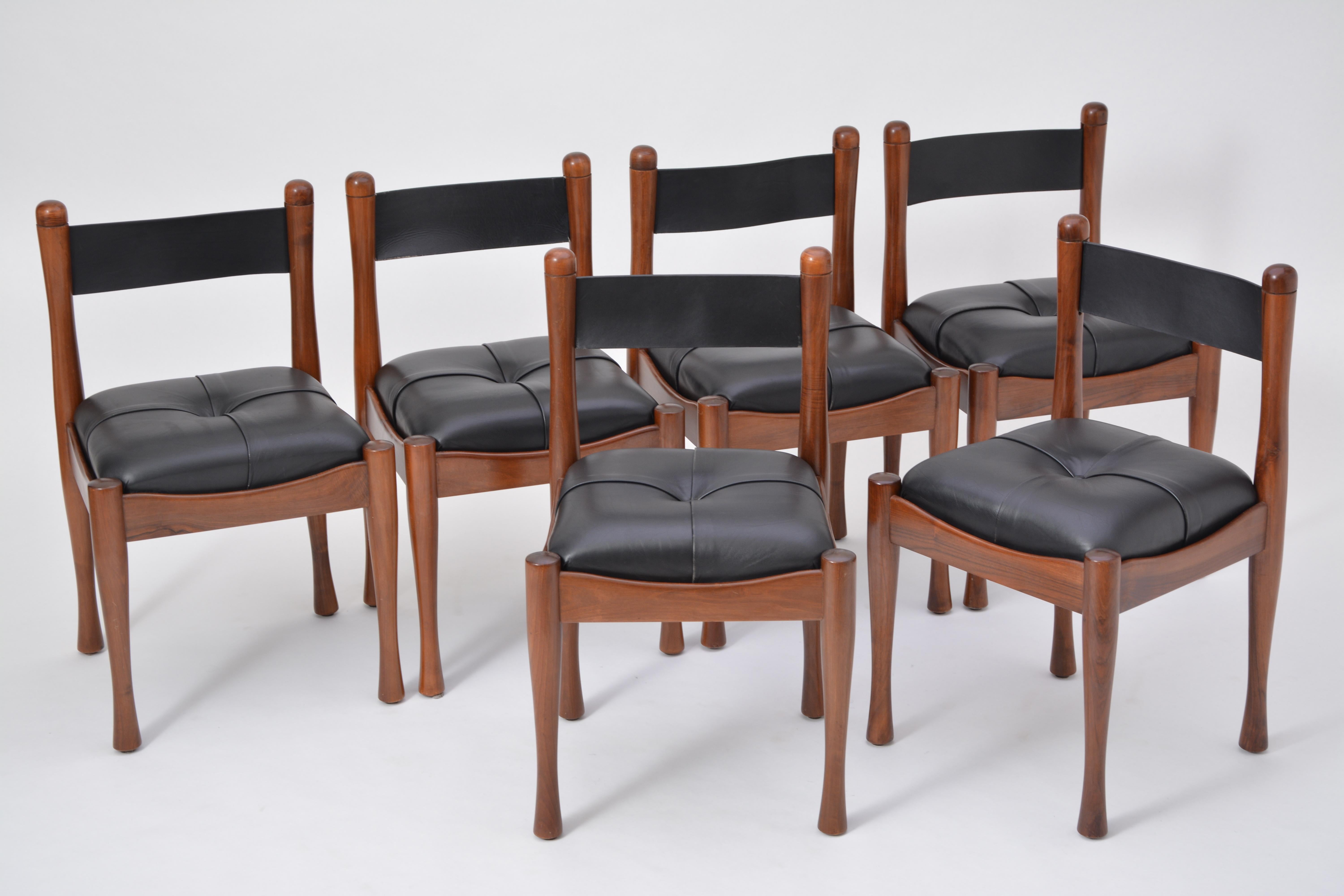 20th Century Set of six Italian Mid-Century dining chairs by Silvio Coppola for Bernini