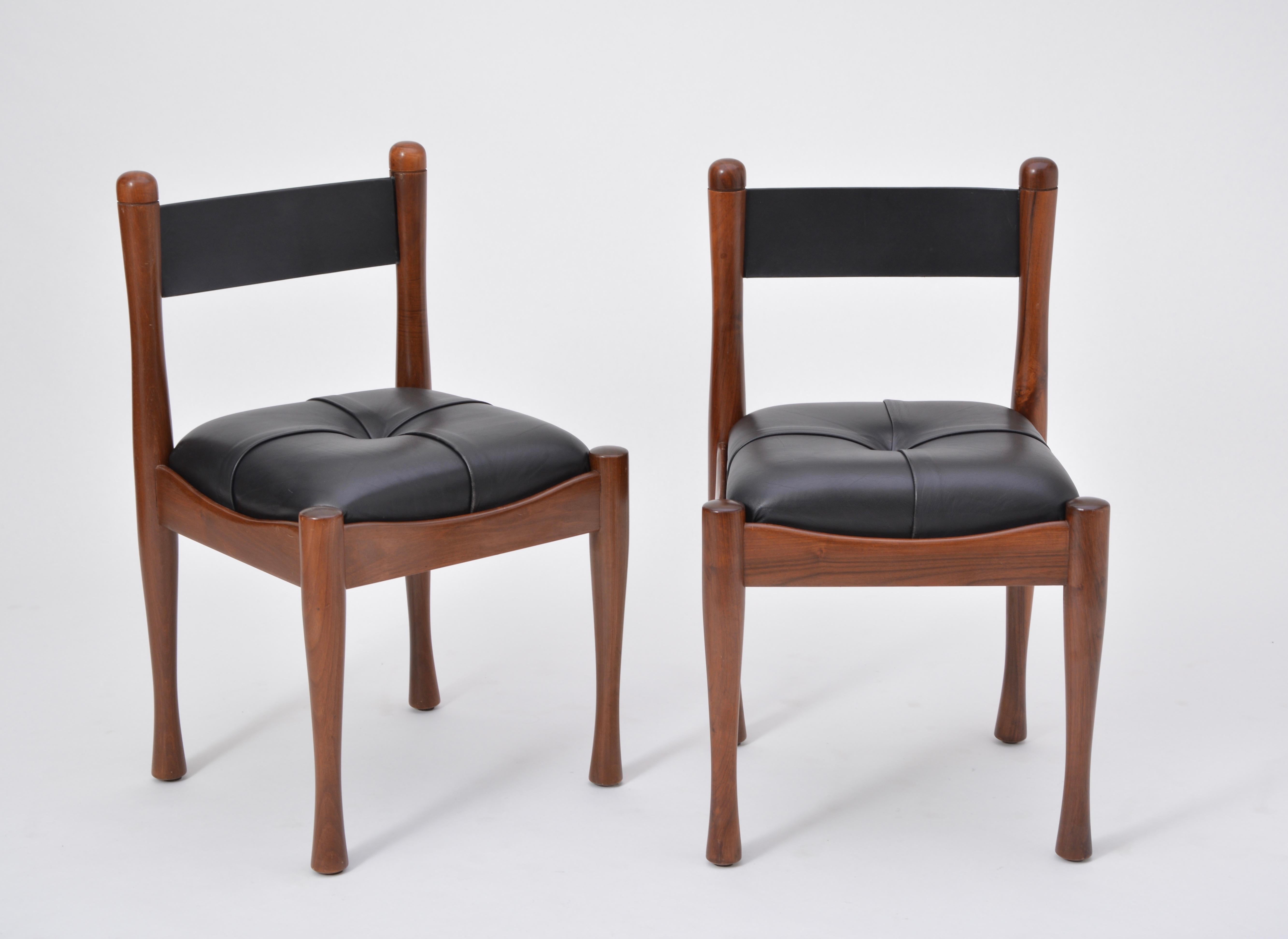 Leather Set of six Italian Mid-Century dining chairs by Silvio Coppola for Bernini
