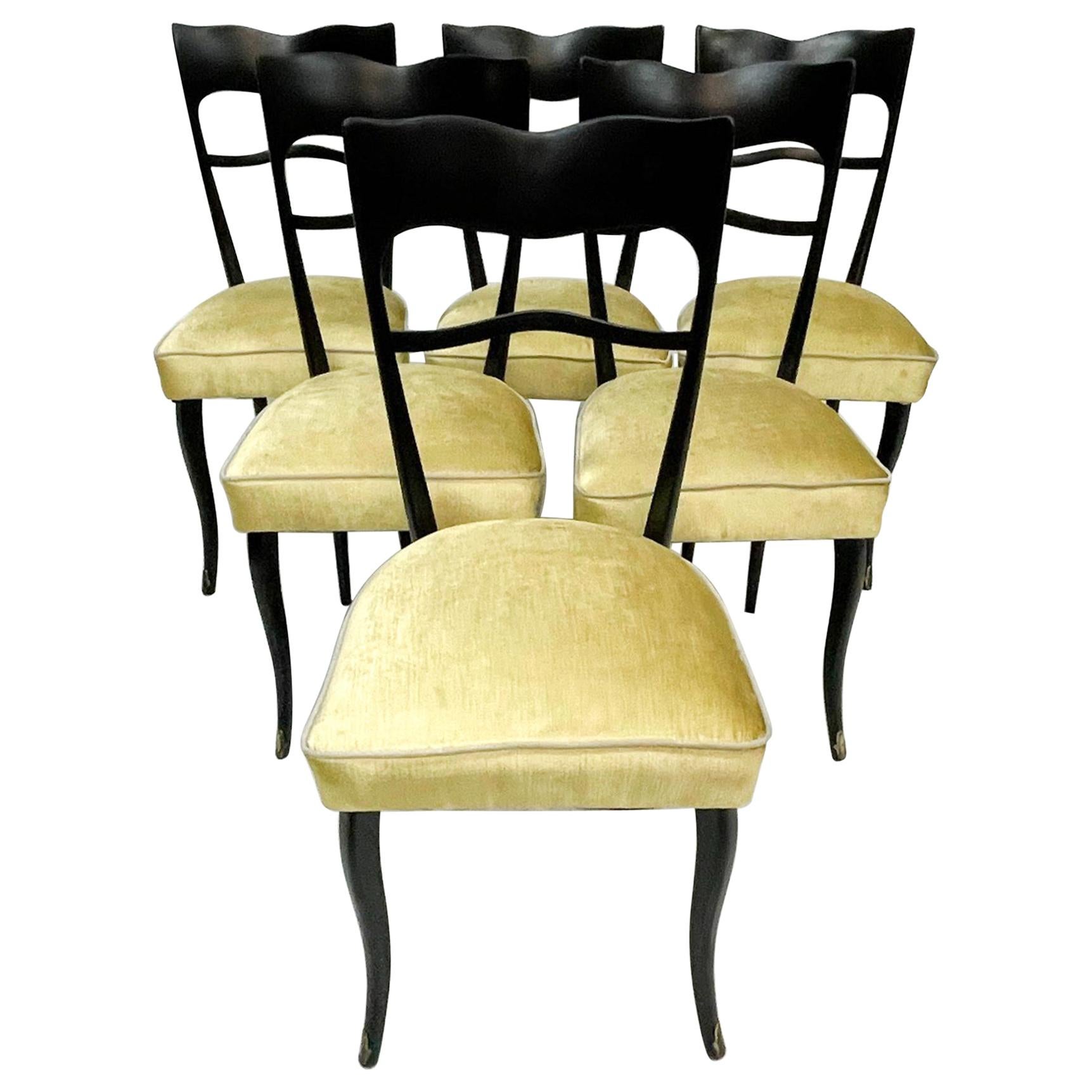Set of Six Italian Dining Chairs, Design Attributed to Ico Parisi
