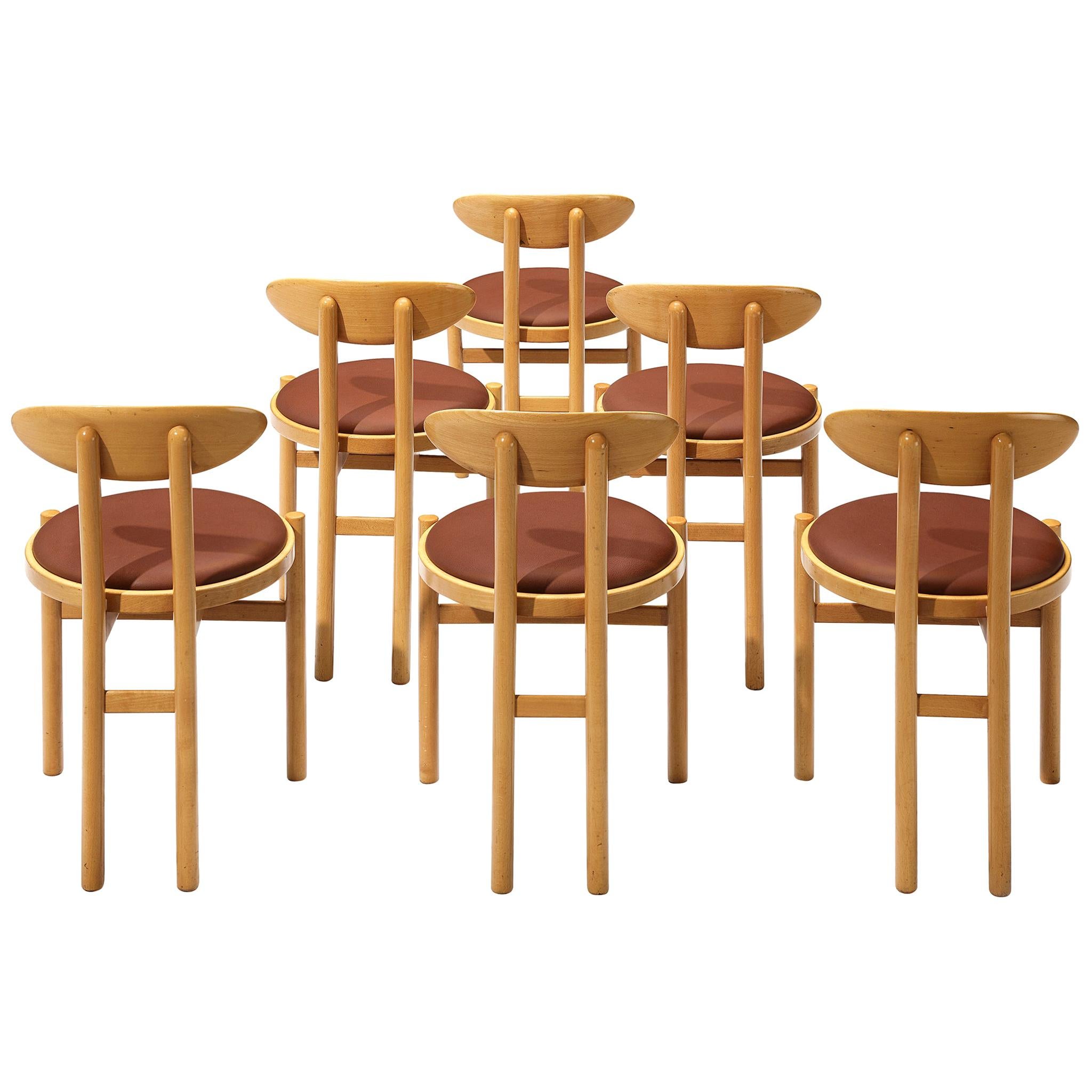 Italian Dining Chairs in Beech by Pozzi