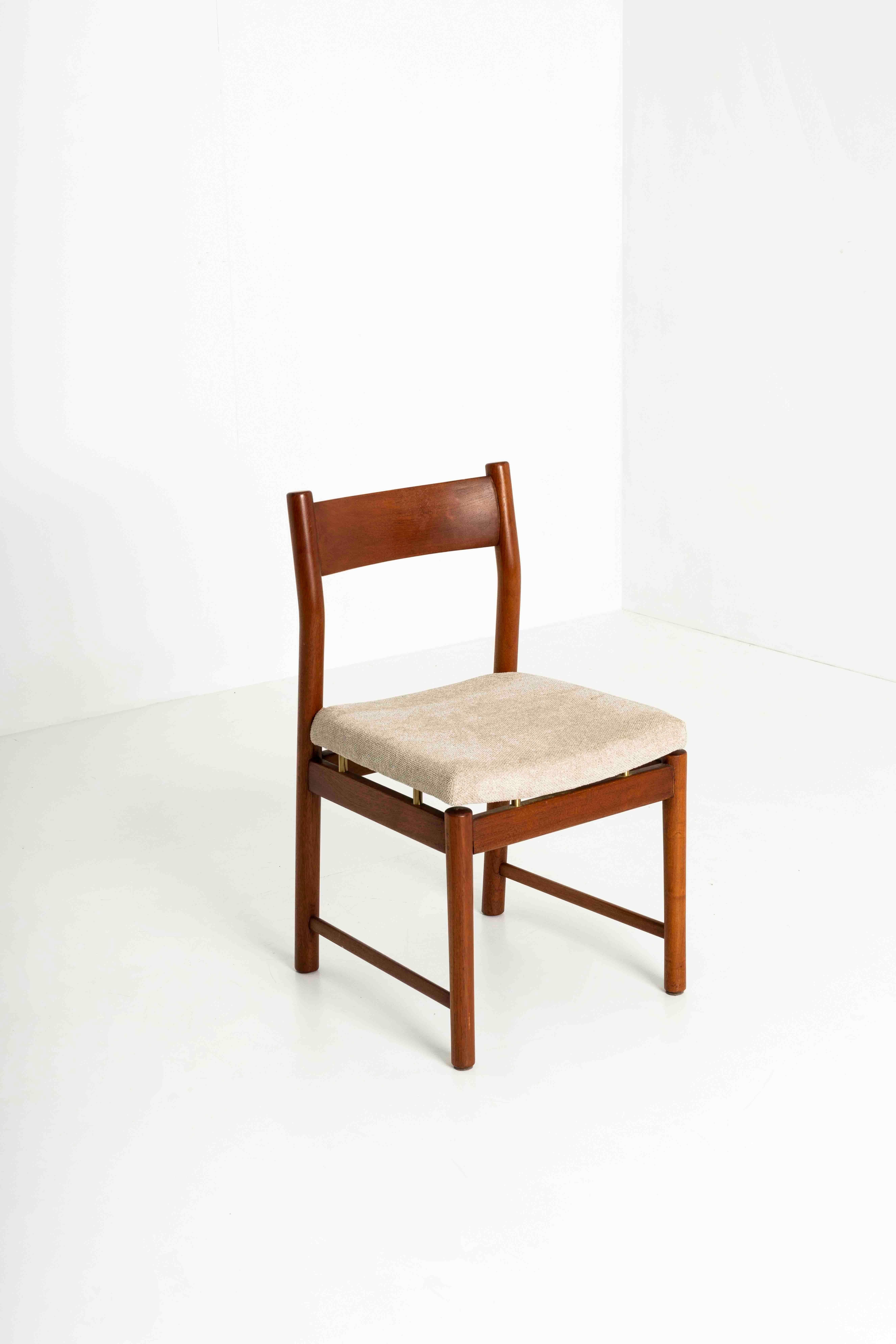 Set of Six Italian Dining Chairs in Teak and Brass by Ilmari Tapiovaara, 1960s 5