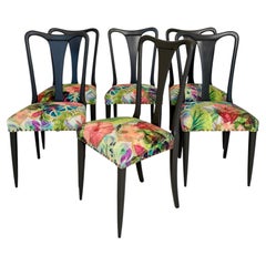 Set of Six Italian Dining Chairs in the Style of Osvaldo Borsani, Italy 1940s