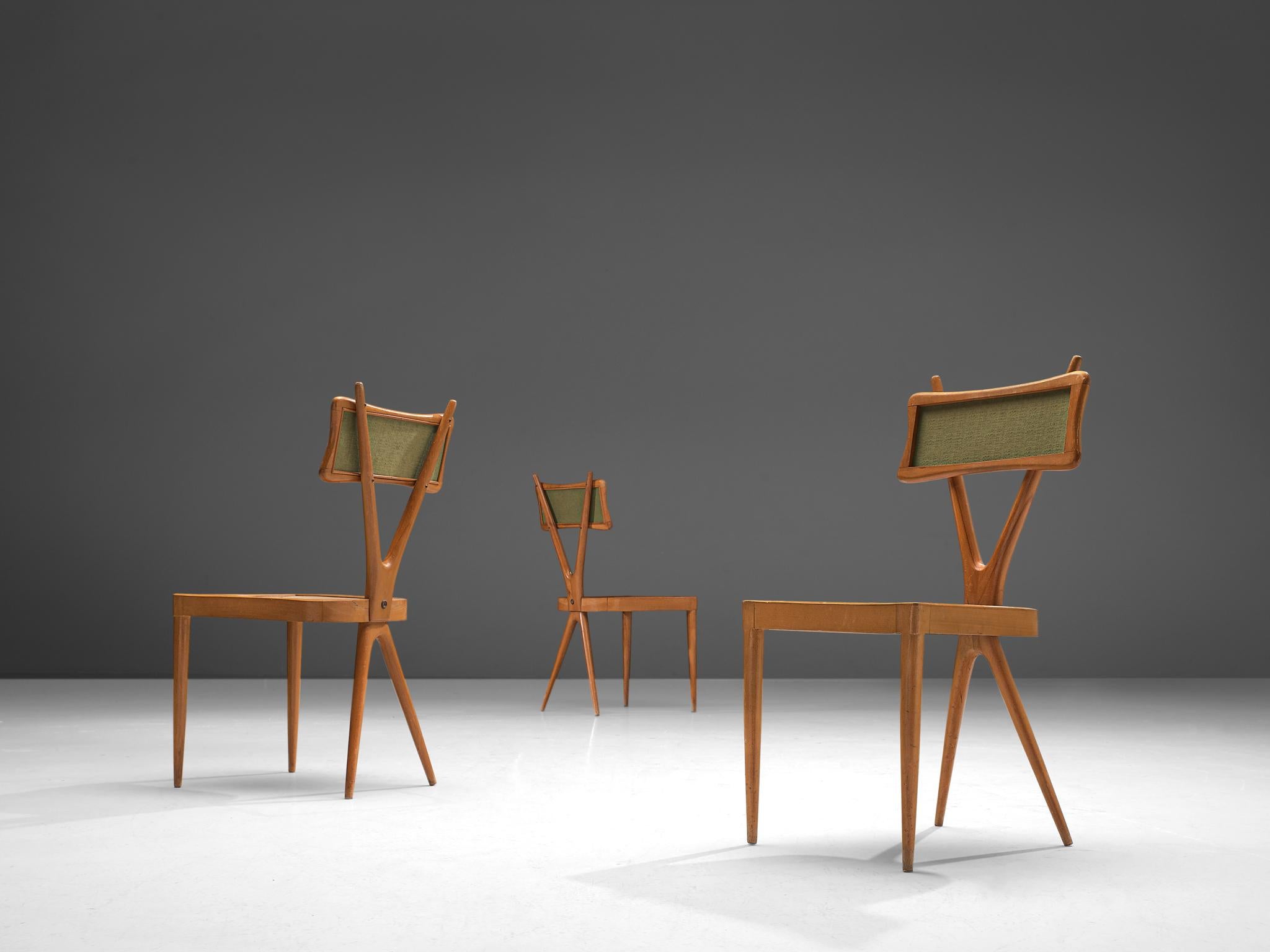 Mid-20th Century Gianni Vigorelli Set of Six Italian Dining Chairs with Crossed Backrests For Sale