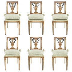 Set of Six Italian Early 19th Century Louis XVI St. Dining Chairs