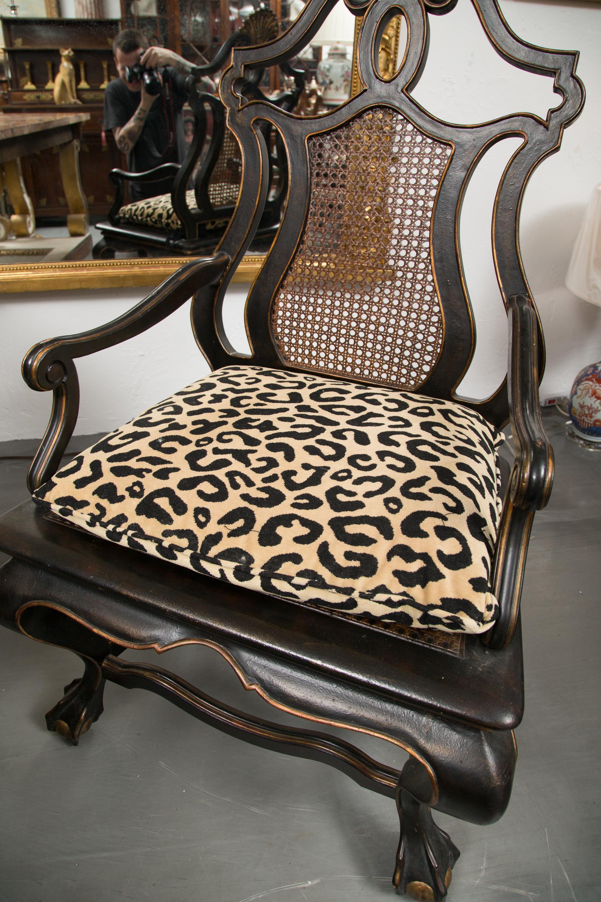 Set of two Italian Ebonized Chairs with Gilt Decoration 2