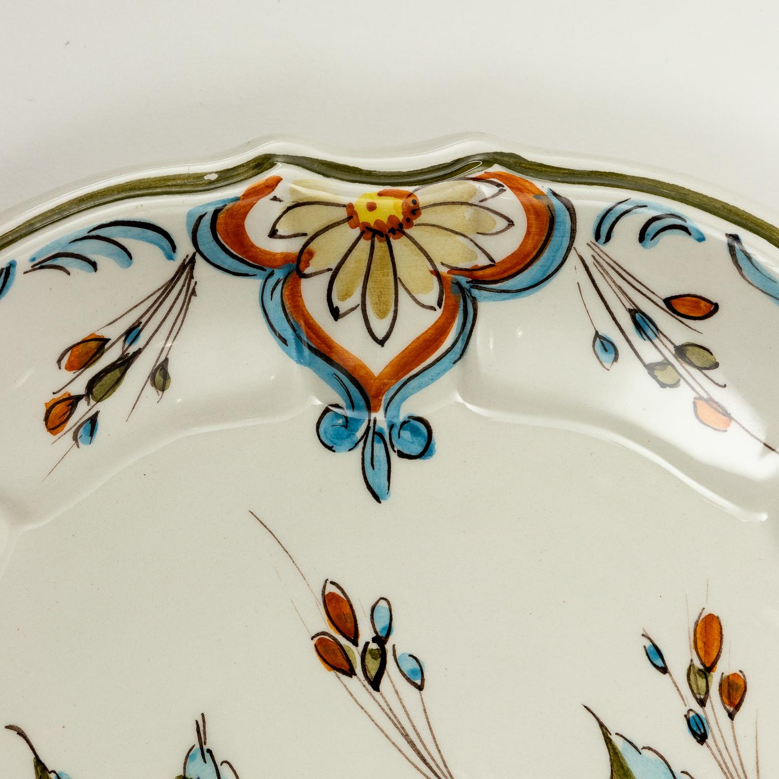 Ceramic Set of Six Italian Floral Plates