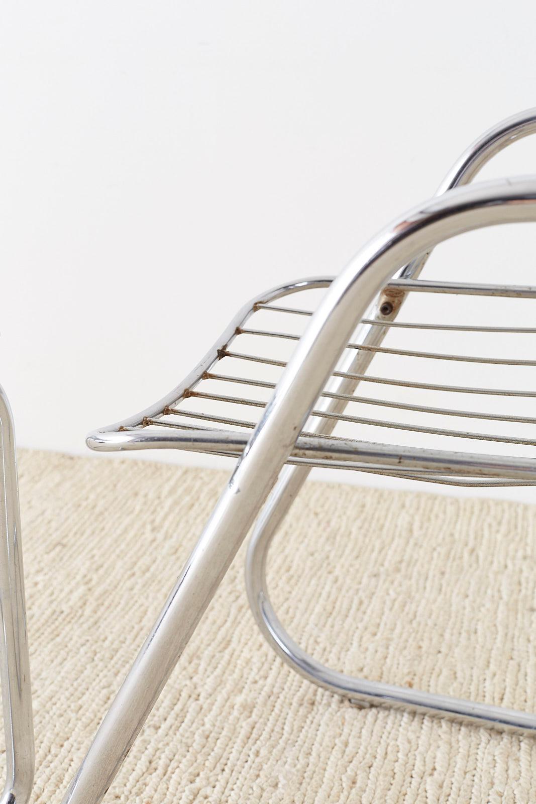 Set of Six Italian Gastone Rinaldi Chrome Cantilever Chairs 5