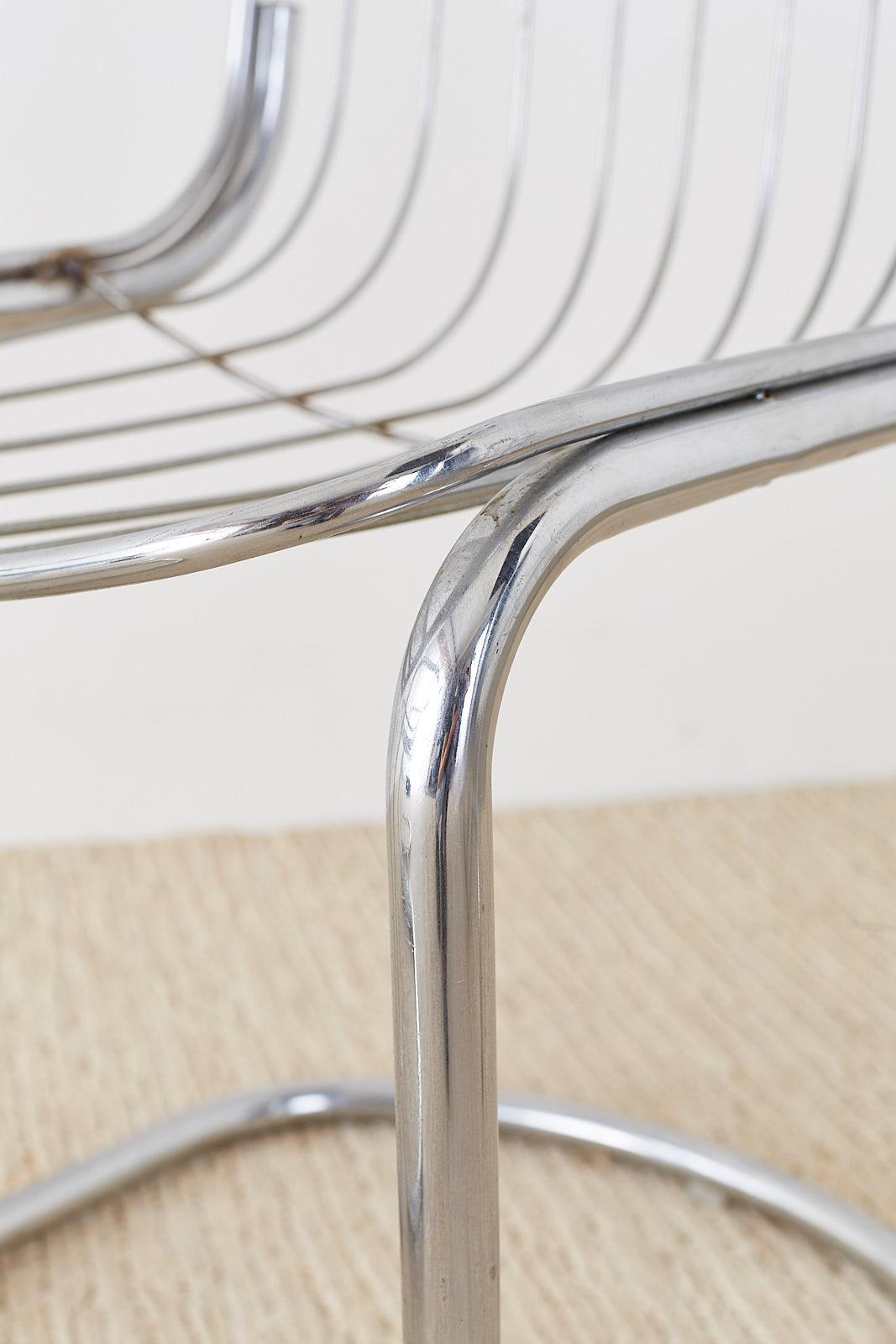 Set of Six Italian Gastone Rinaldi Chrome Cantilever Chairs 8