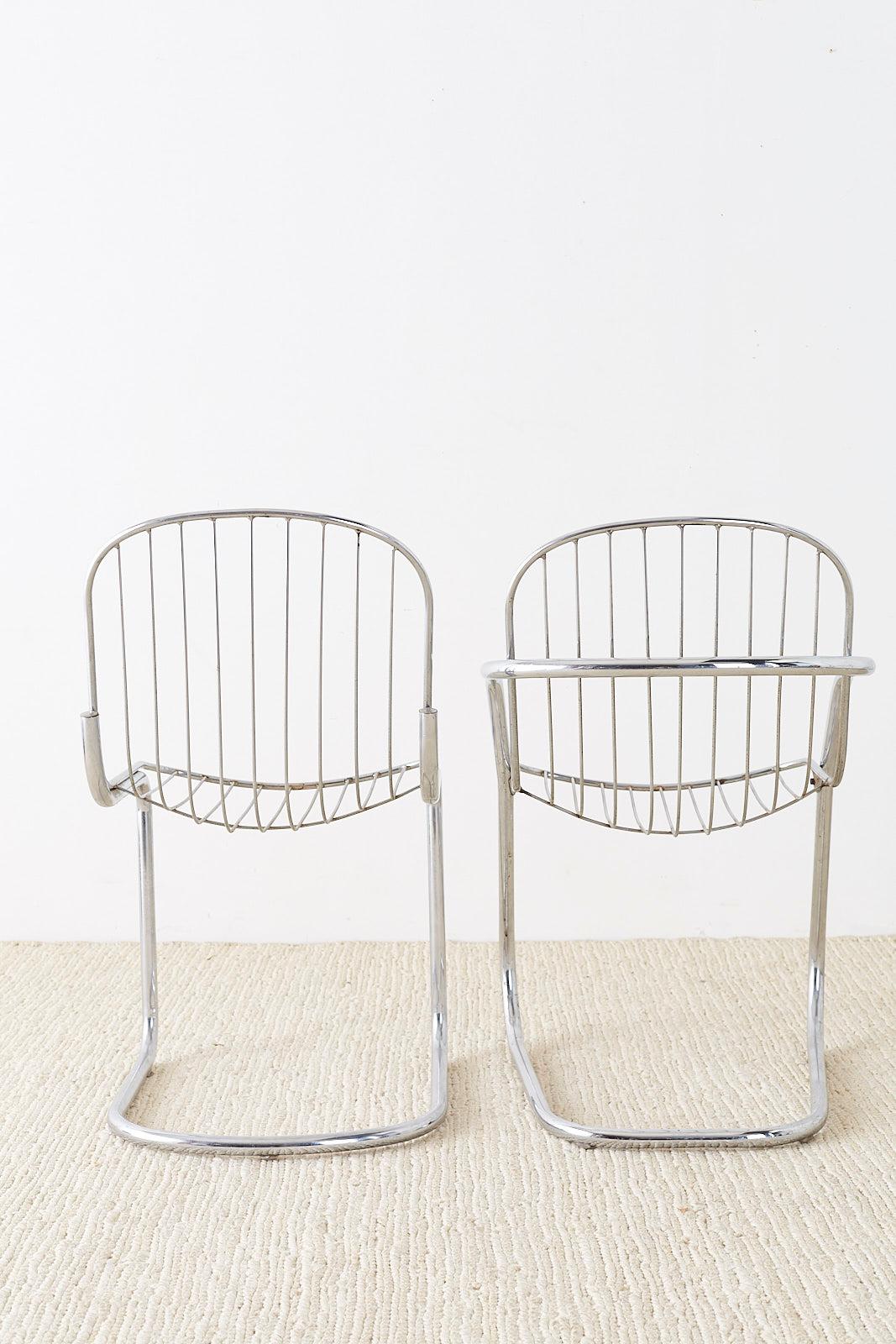 Set of Six Italian Gastone Rinaldi Chrome Cantilever Chairs 9