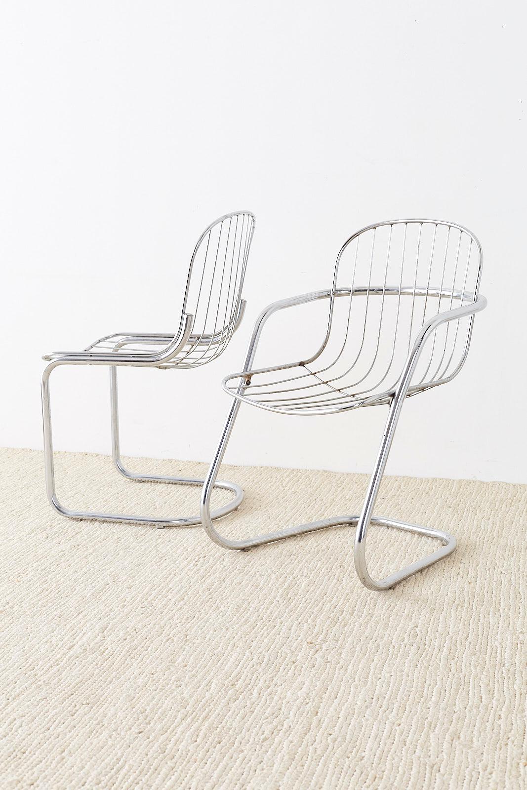 Set of Six Italian Gastone Rinaldi Chrome Cantilever Chairs 1