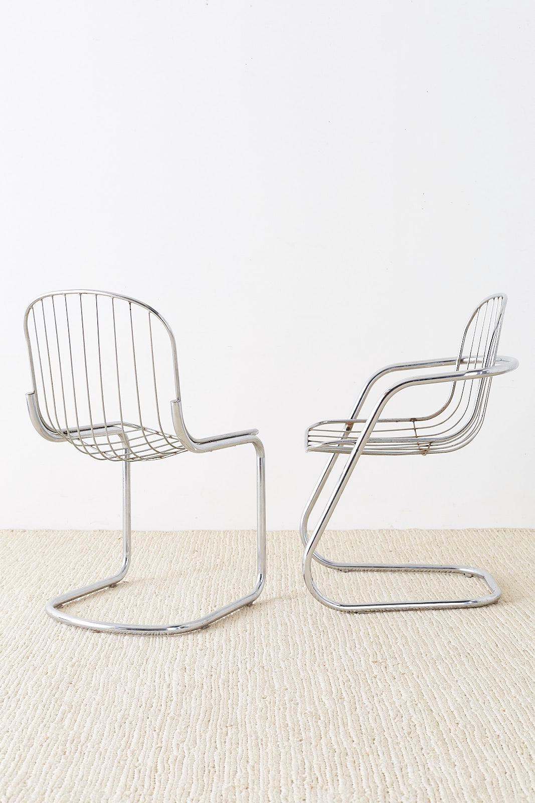 Set of Six Italian Gastone Rinaldi Chrome Cantilever Chairs 2