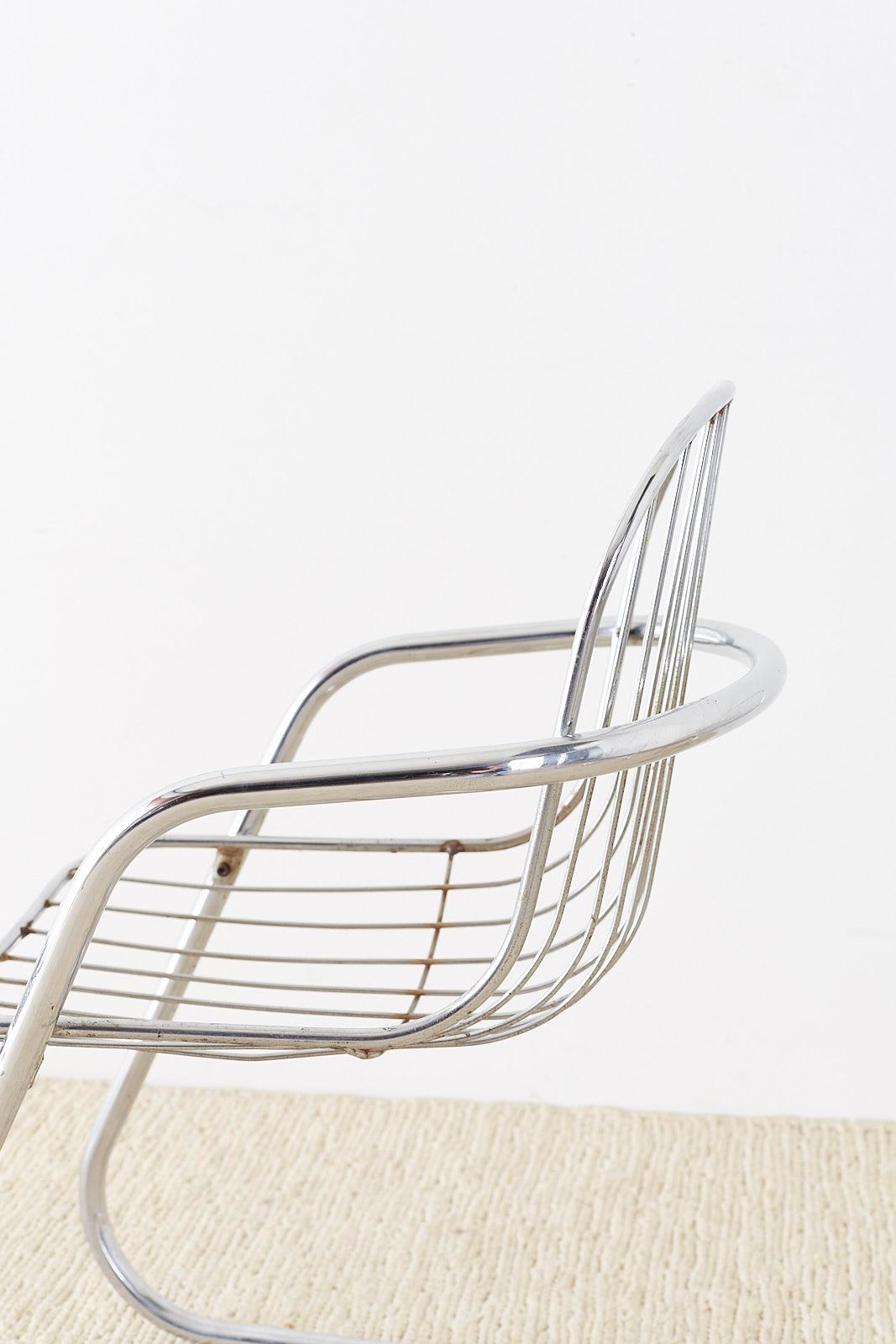 Set of Six Italian Gastone Rinaldi Chrome Cantilever Chairs 3