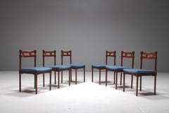 Set of Six Italian Gianfranco Frattini Style Walnut Dining Chairs, 1960s